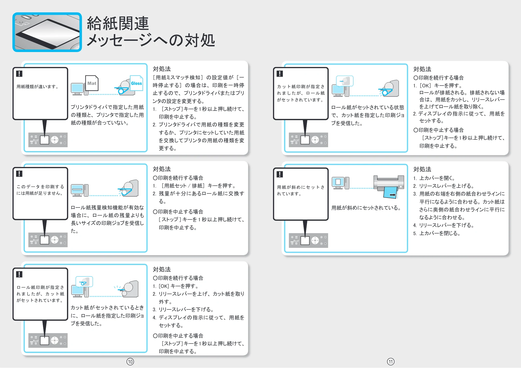 キヤノン iPF8000S/8100/9000S/9100 クイック操作ガイド （PDF形式／3.17Mバイト） — 給紙方法の切替 — 原本ページ — 6ページ