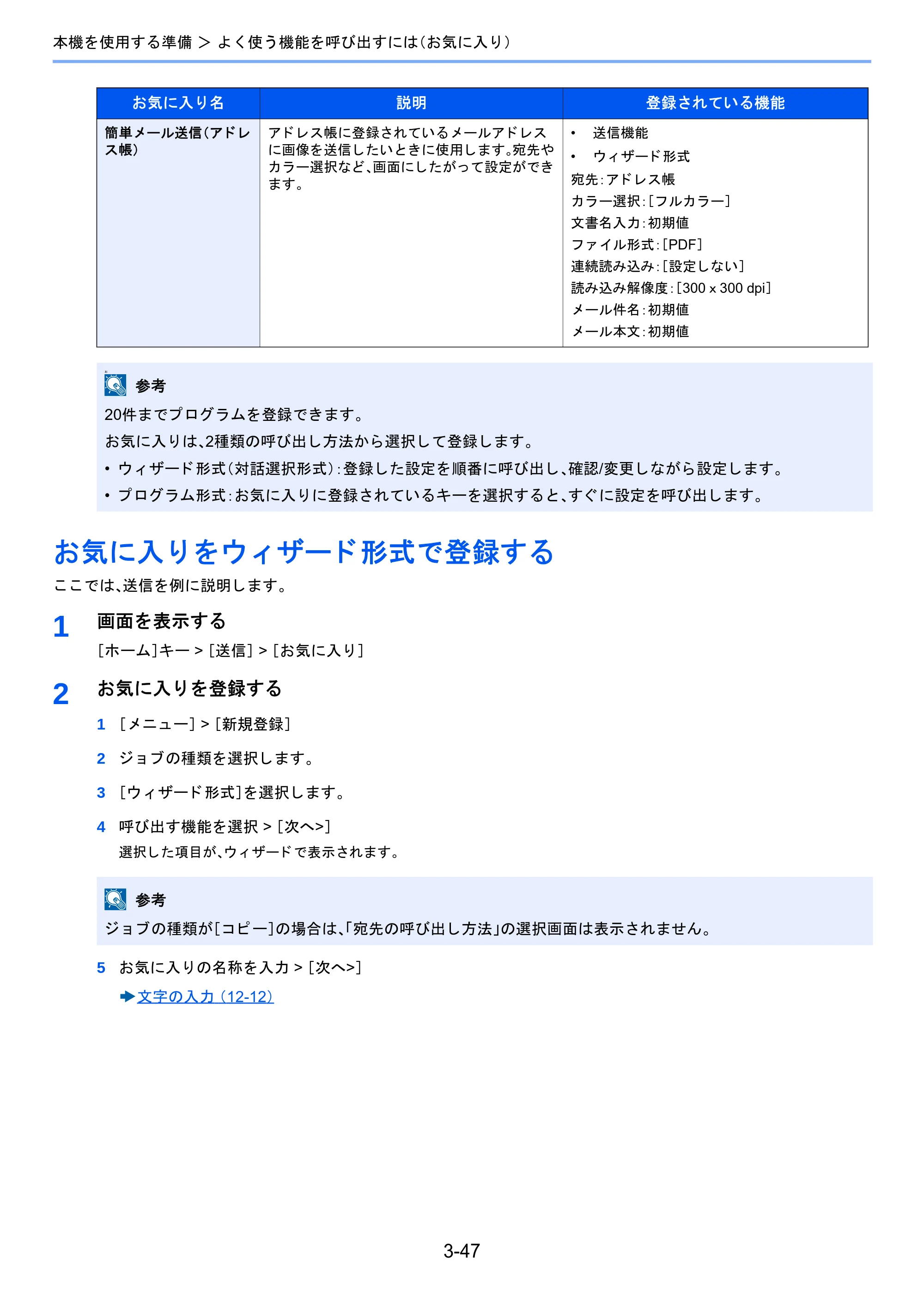 京セラ TASKalfa 2510i/2510i+ / TASKalfa 2520i/2520i+ TASKalfa 2520i/2520i+/2510i/2510i+ 使用説明書 — お気に入りをウィザード形式で登録する — 原本ページ — 169ページ