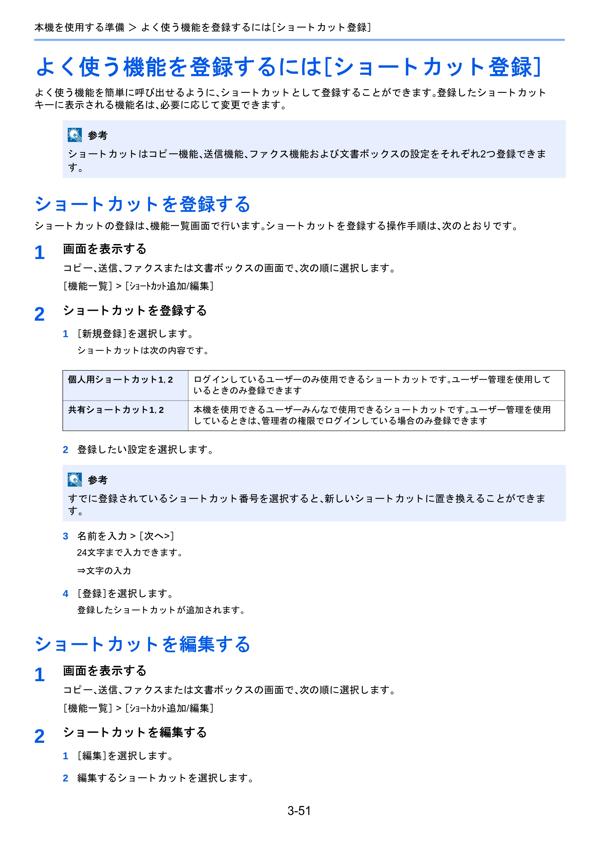 京セラ TASKalfa 2510i/2510i+ / TASKalfa 2520i/2520i+ TASKalfa 2520i/2520i+/2510i/2510i+ 使用説明書 — よく使う機能を登録するには［ショートカット登録］ — 原本ページ — 173ページ