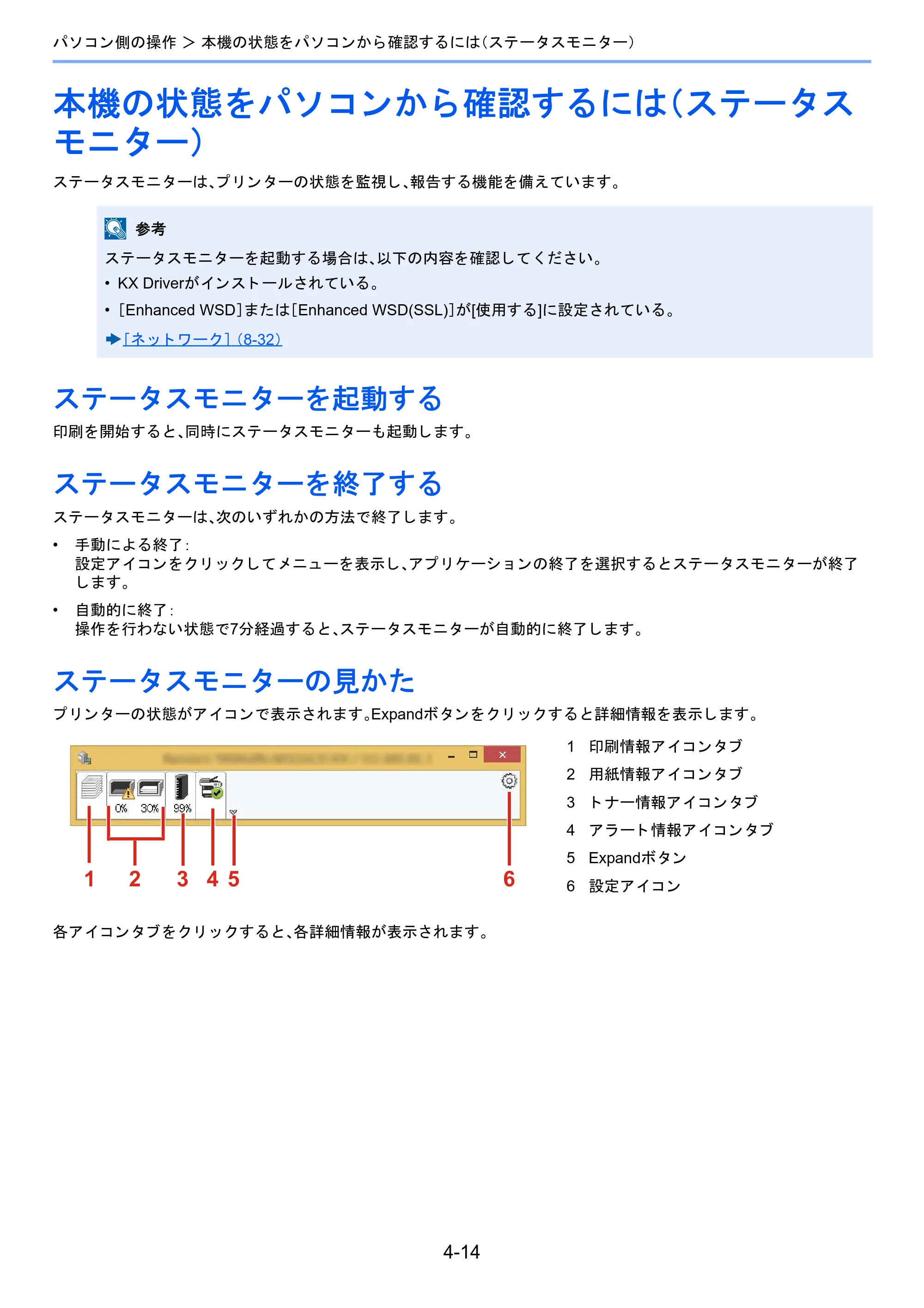 京セラ TASKalfa 2510i/2510i+ / TASKalfa 2520i/2520i+ TASKalfa 2520i/2520i+/2510i/2510i+ 使用説明書 — 本機の状態をパソコンから確認するには（ステータス モニター） — 原本ページ — 193ページ