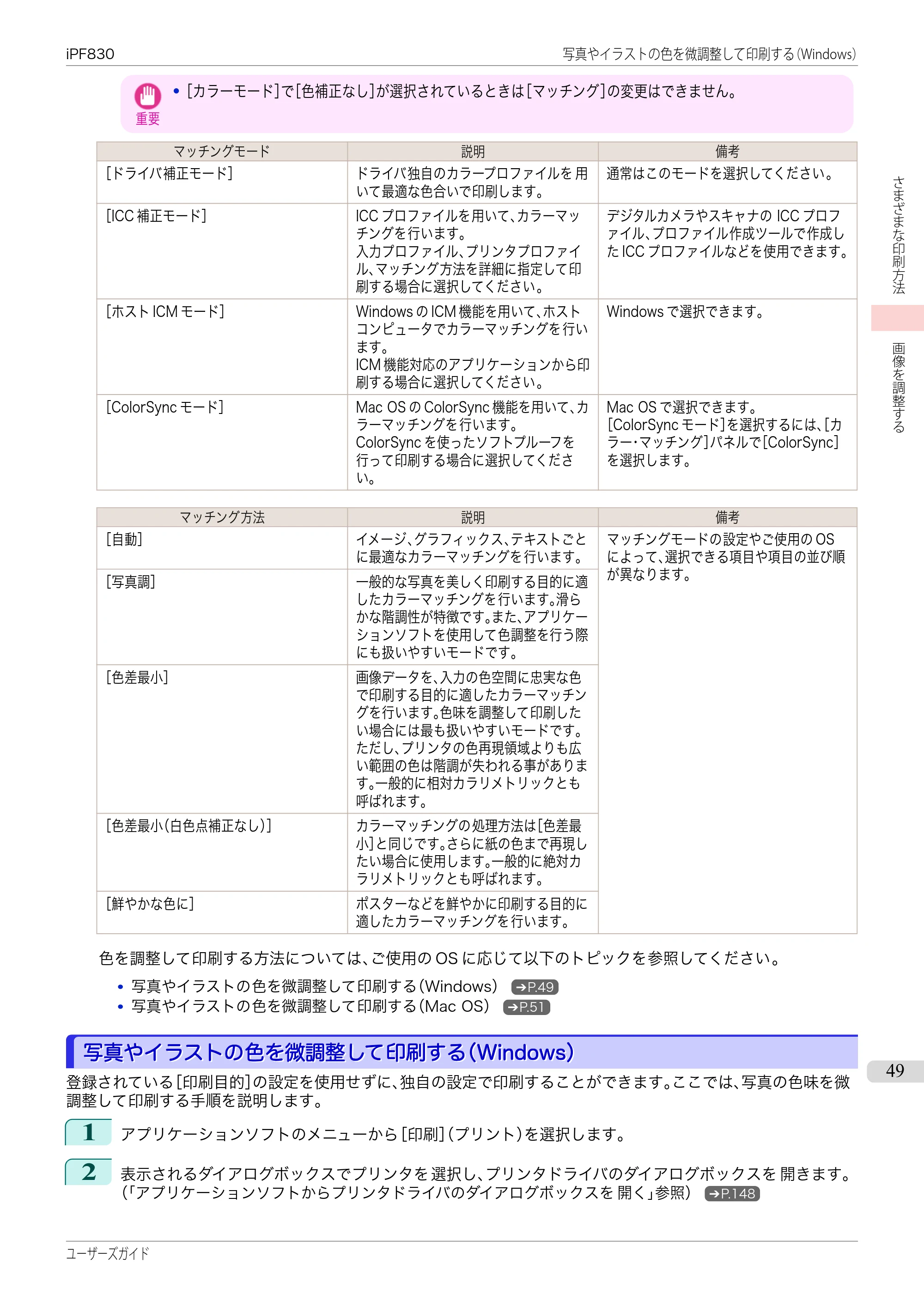 キヤノン iPF830/840/850 iPF830 ユーザーズガイド(PDF:36.8MB) — 原本ページ — 49ページ