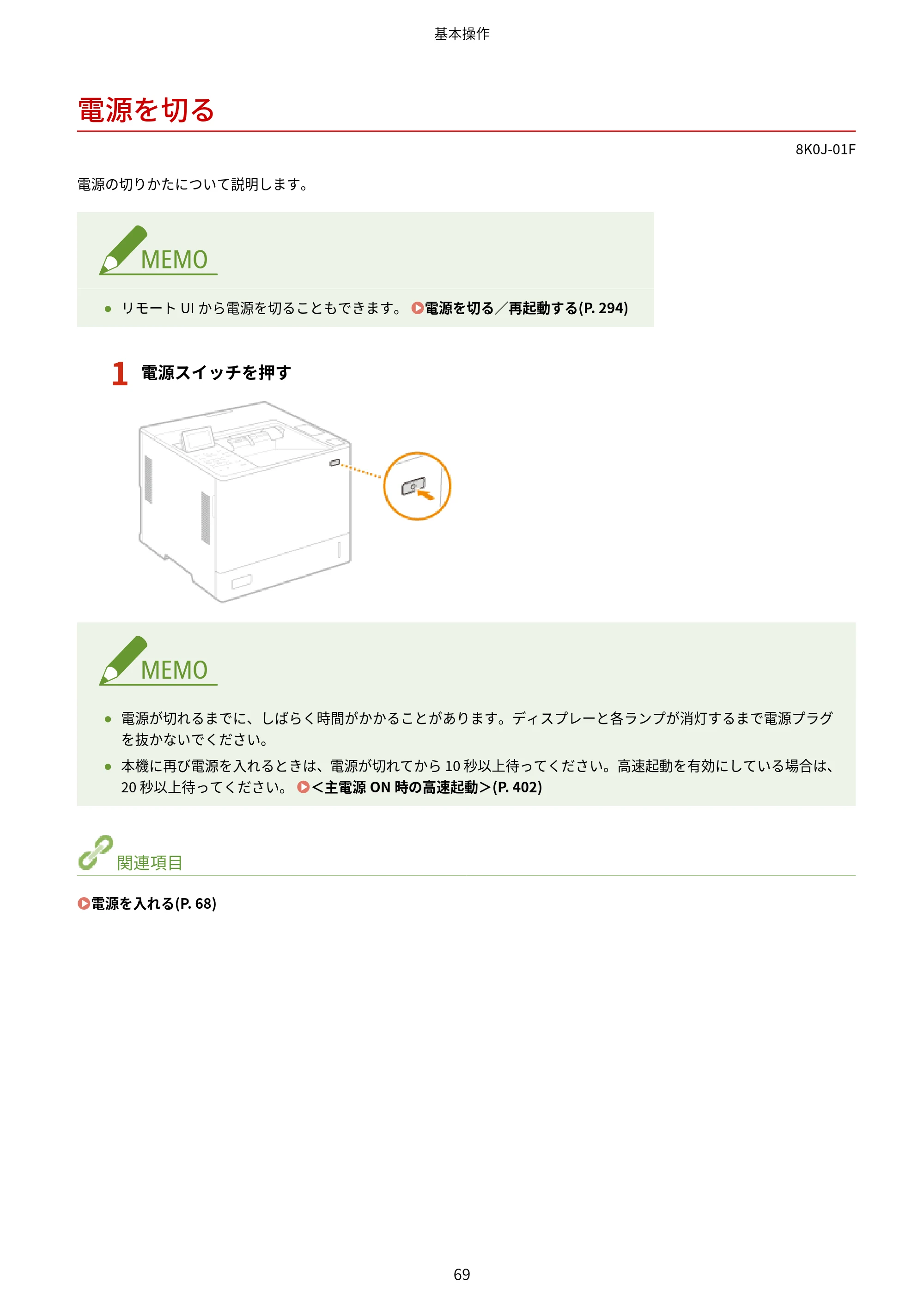 キヤノン LBP362i・LBP361i ユーザーズガイド 2026年6月25日更新（PDF：3.77MB） — 電源を切る — 原本ページ — 77ページ