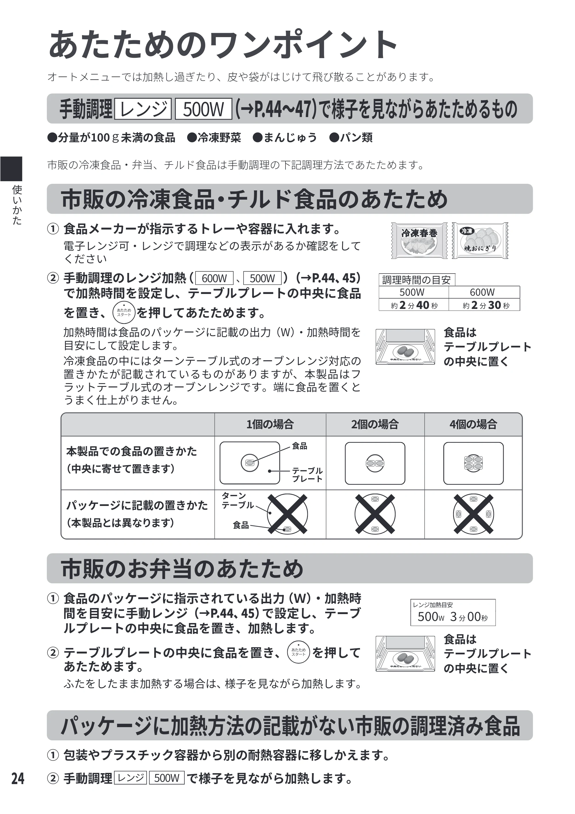 日立 MRO-S8E 取扱説明書 — あたためのワンポイント — 原本ページ — 24ページ