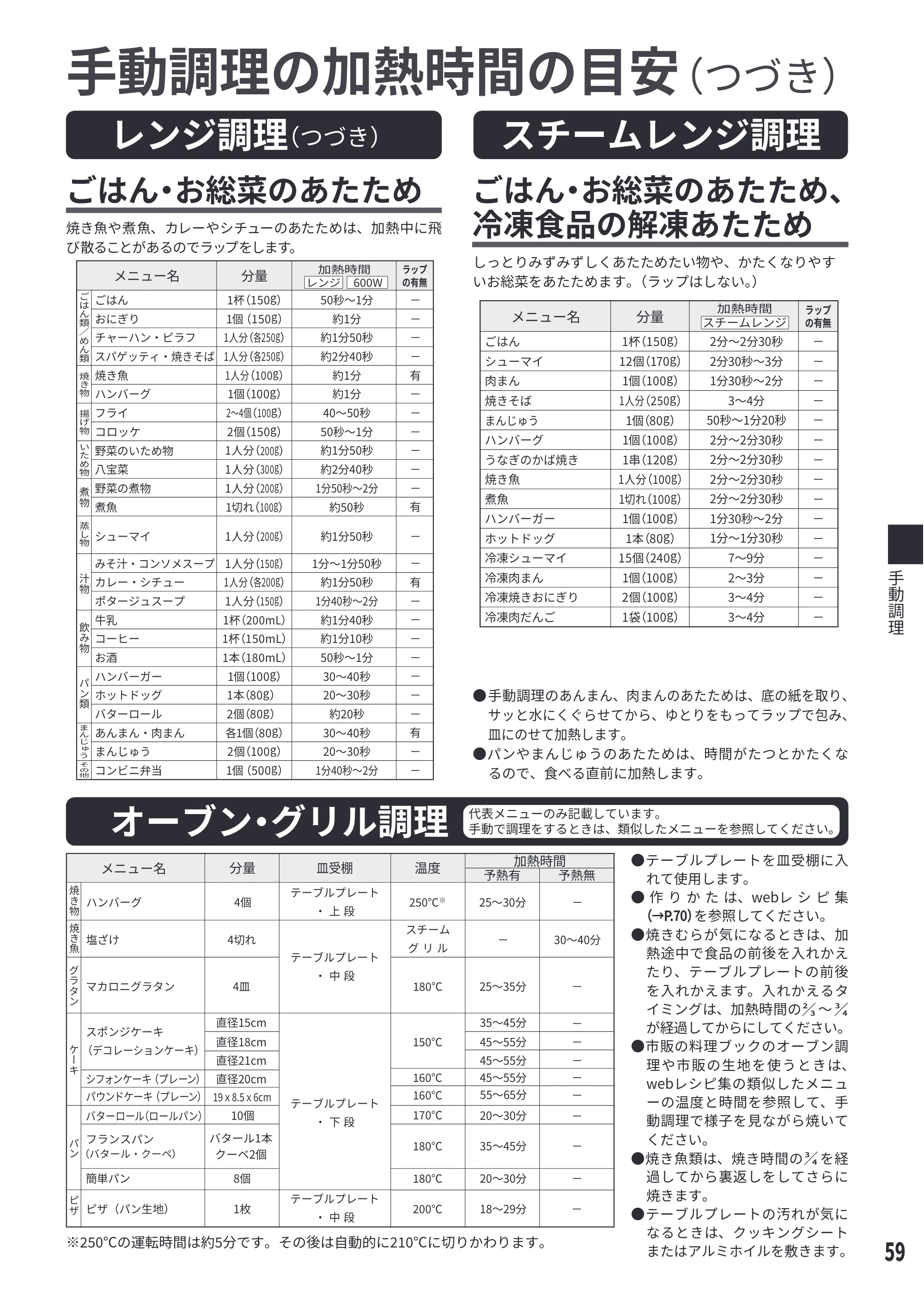 日立 MRO-S8E 取扱説明書 — スチームレンジ調理 — 原本ページ — 59ページ