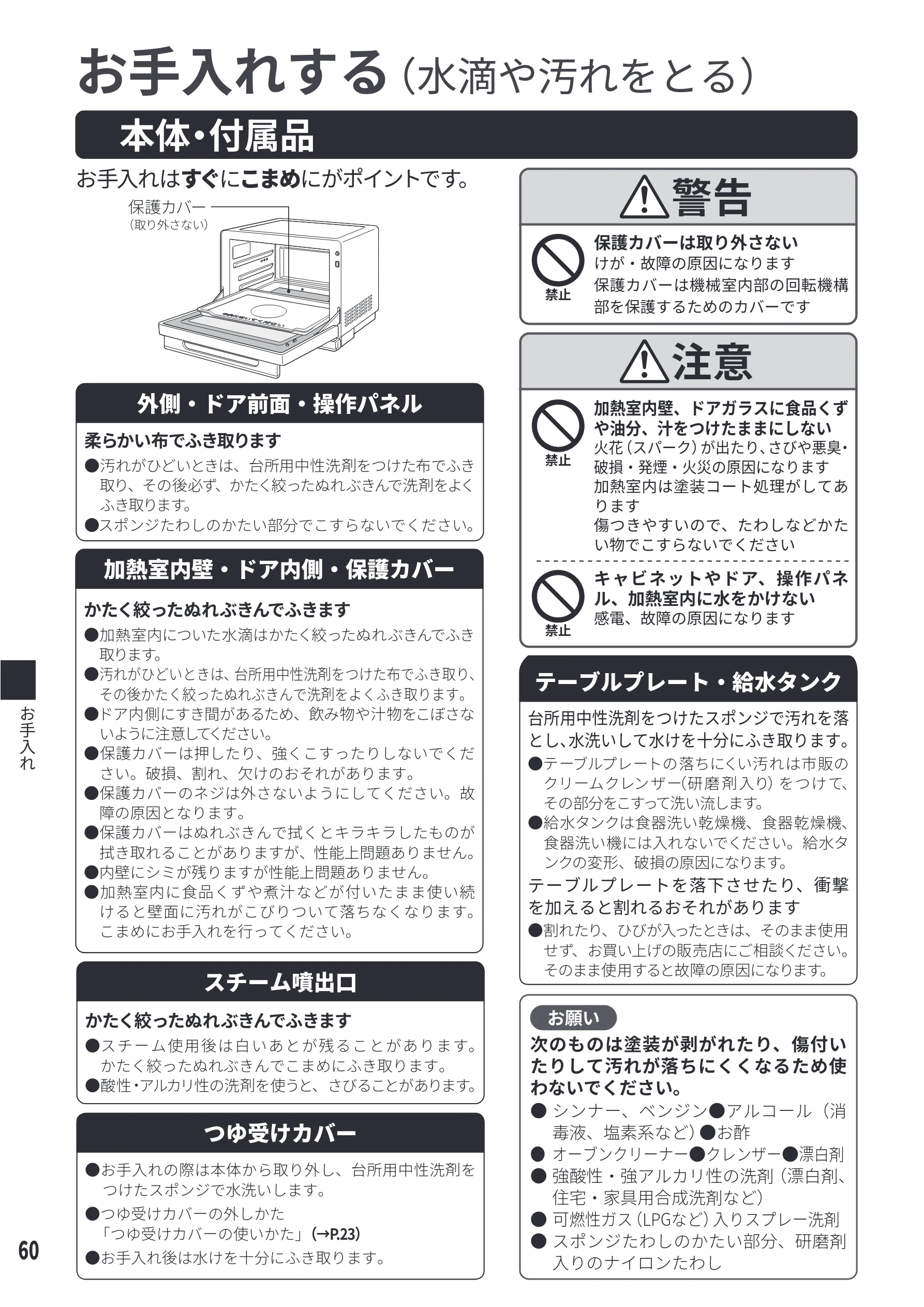 日立 MRO-S8E 取扱説明書 — お手入れ — 図版 60-1 — 60ページ