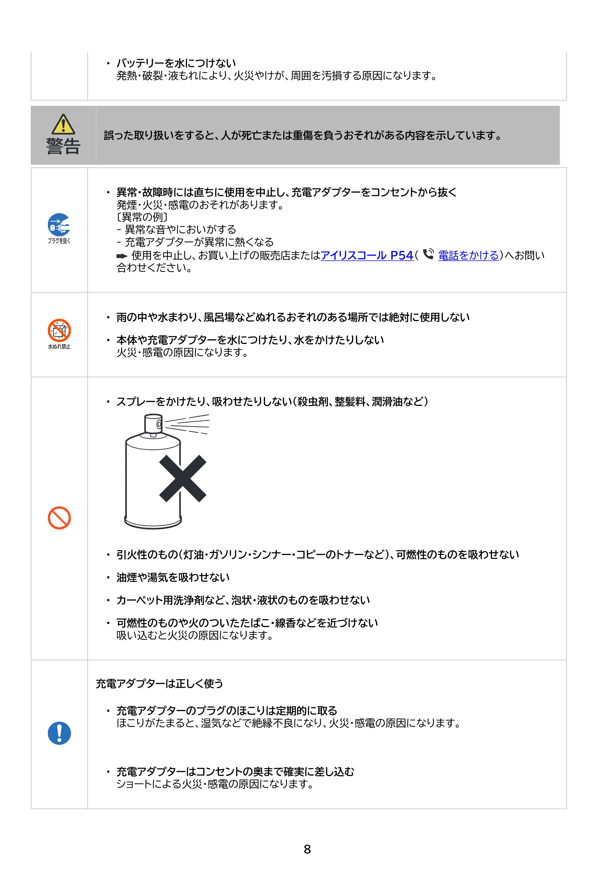 アイリスオーヤマ SCD-P3P 取扱説明書 — 原本ページ — 8ページ