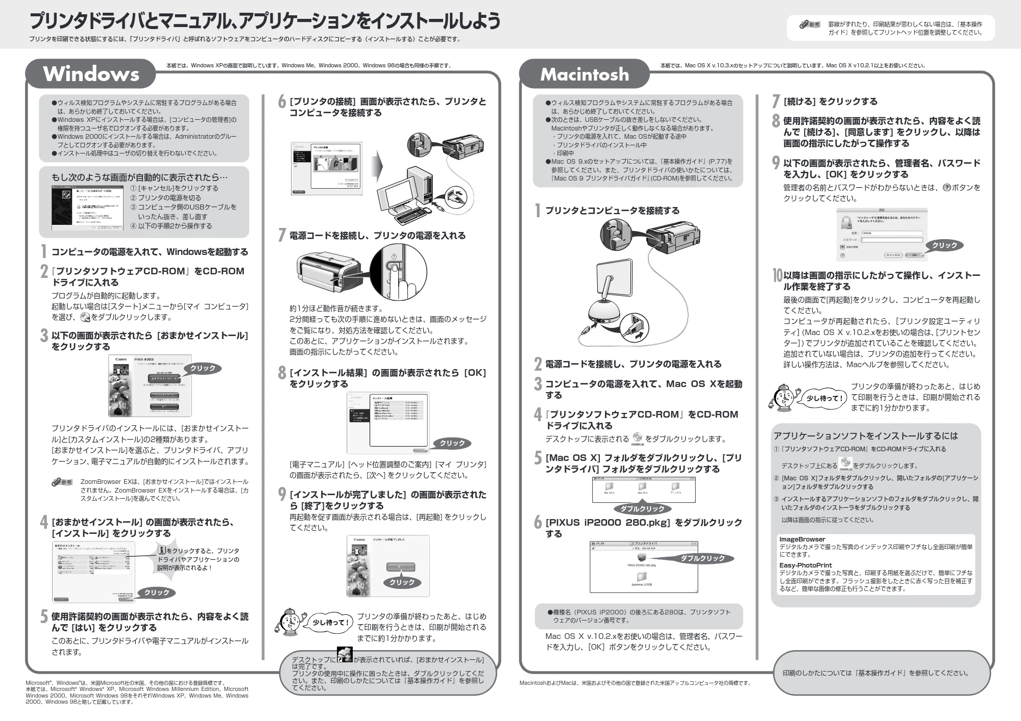 キヤノン PIXUS iP2000 かんたんスタートガイド (PDF形式/1.68Mバイト) — 原本ページ — 2ページ