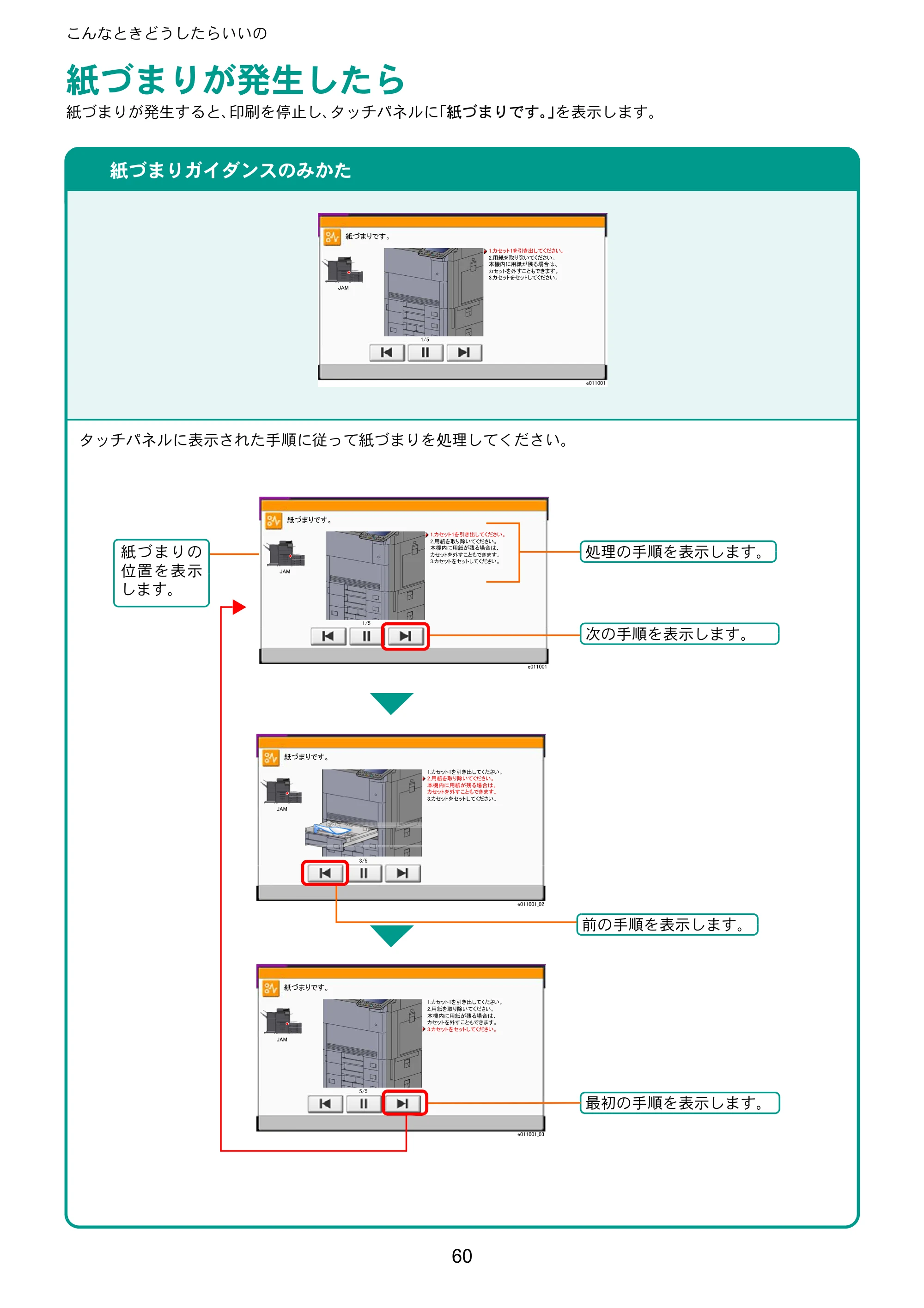 京セラ TASKalfa 7002i / TASKalfa 8002i TASKalfa 8002i/7002i クイックガイド — 紙づまりが発生したら — 原本ページ — 60ページ