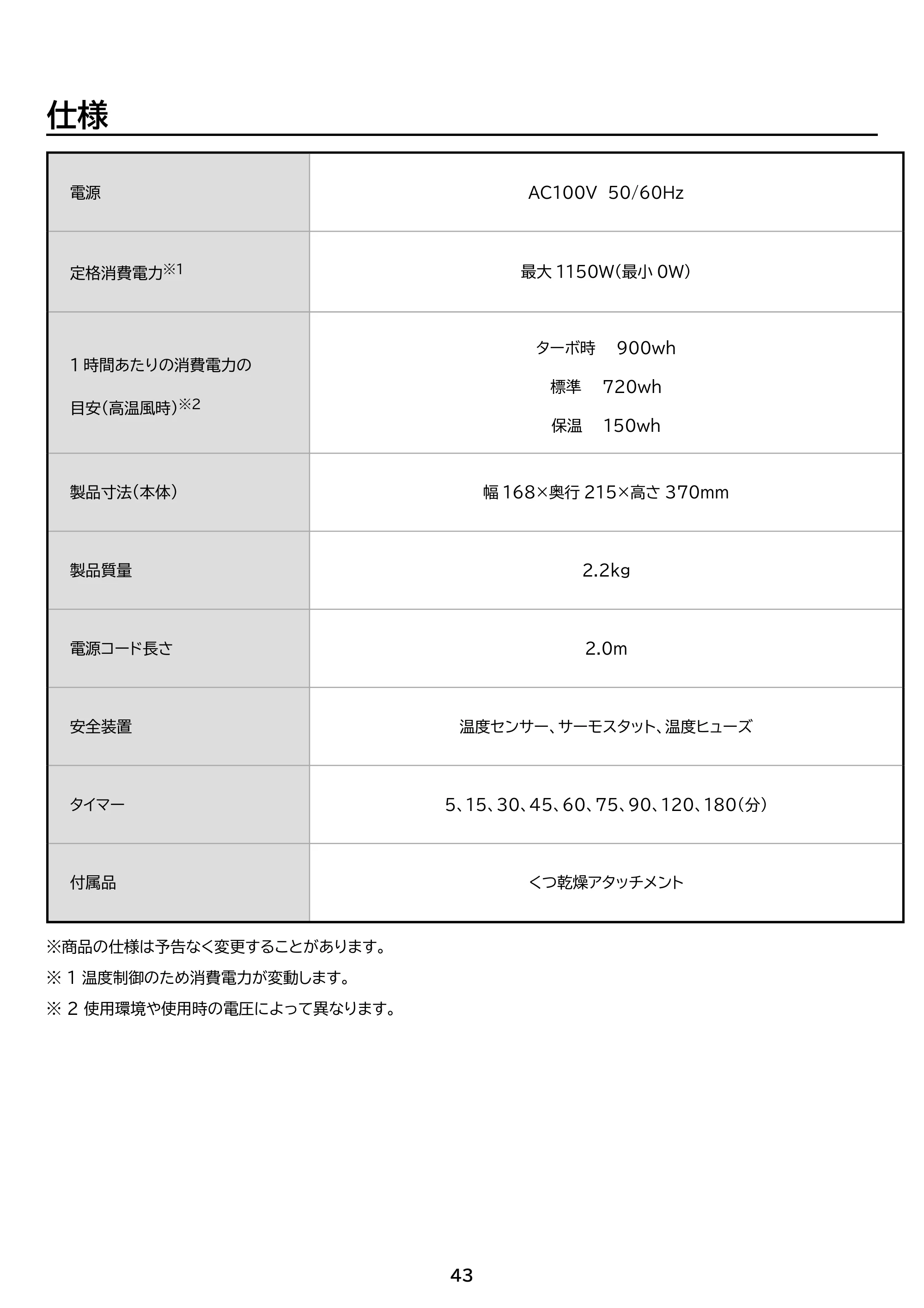 アイリスオーヤマ FK-WH2 取扱説明書 — 原本ページ — 43ページ
