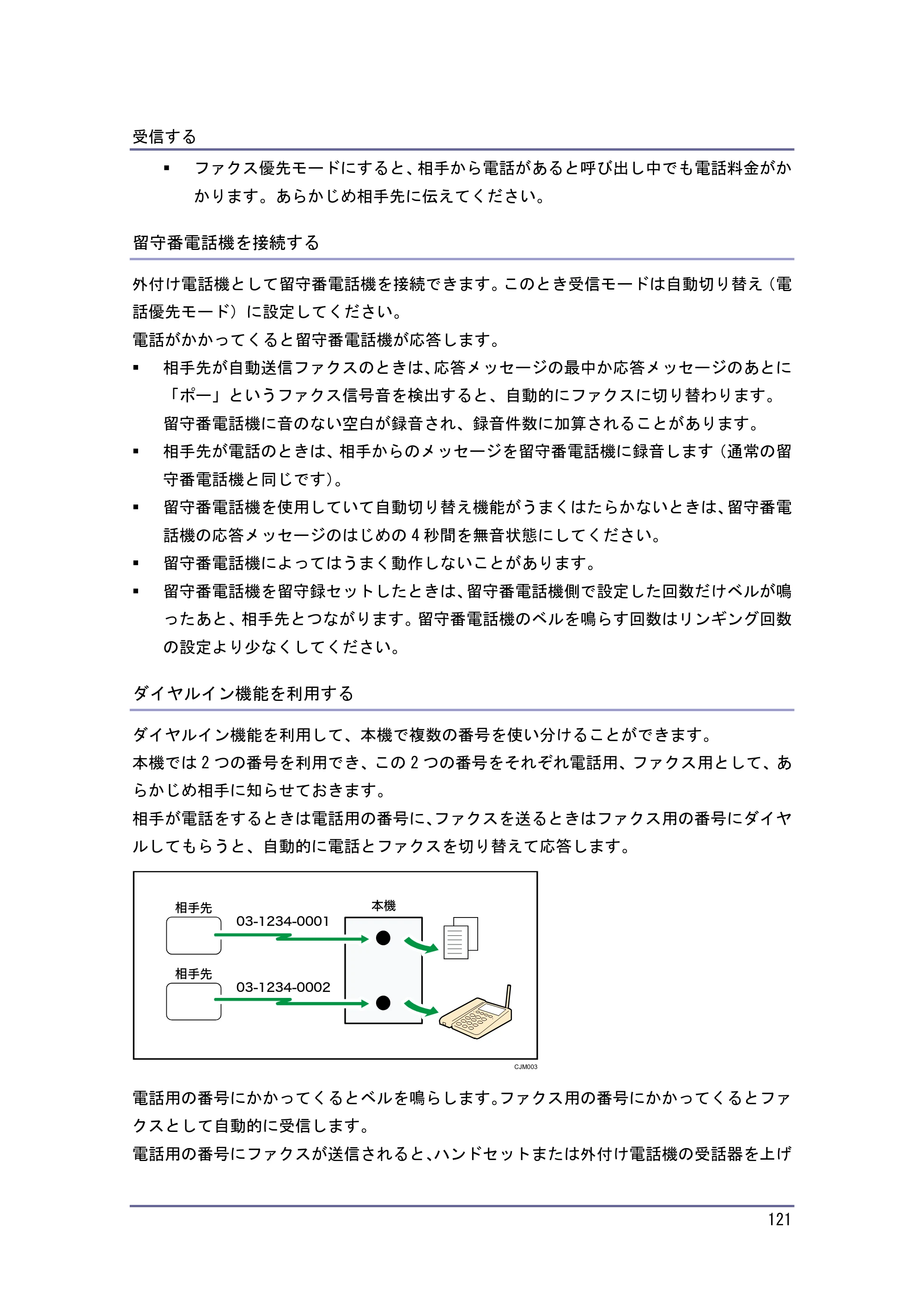 京セラ TASKalfa 4010w / TASKalfa 4011w / TASKalfa 4012w TASKalfa 4010w/4011w/4012w 使用説明書（ファクス） — 留守番電話機を接続する — 原本ページ — 121ページ