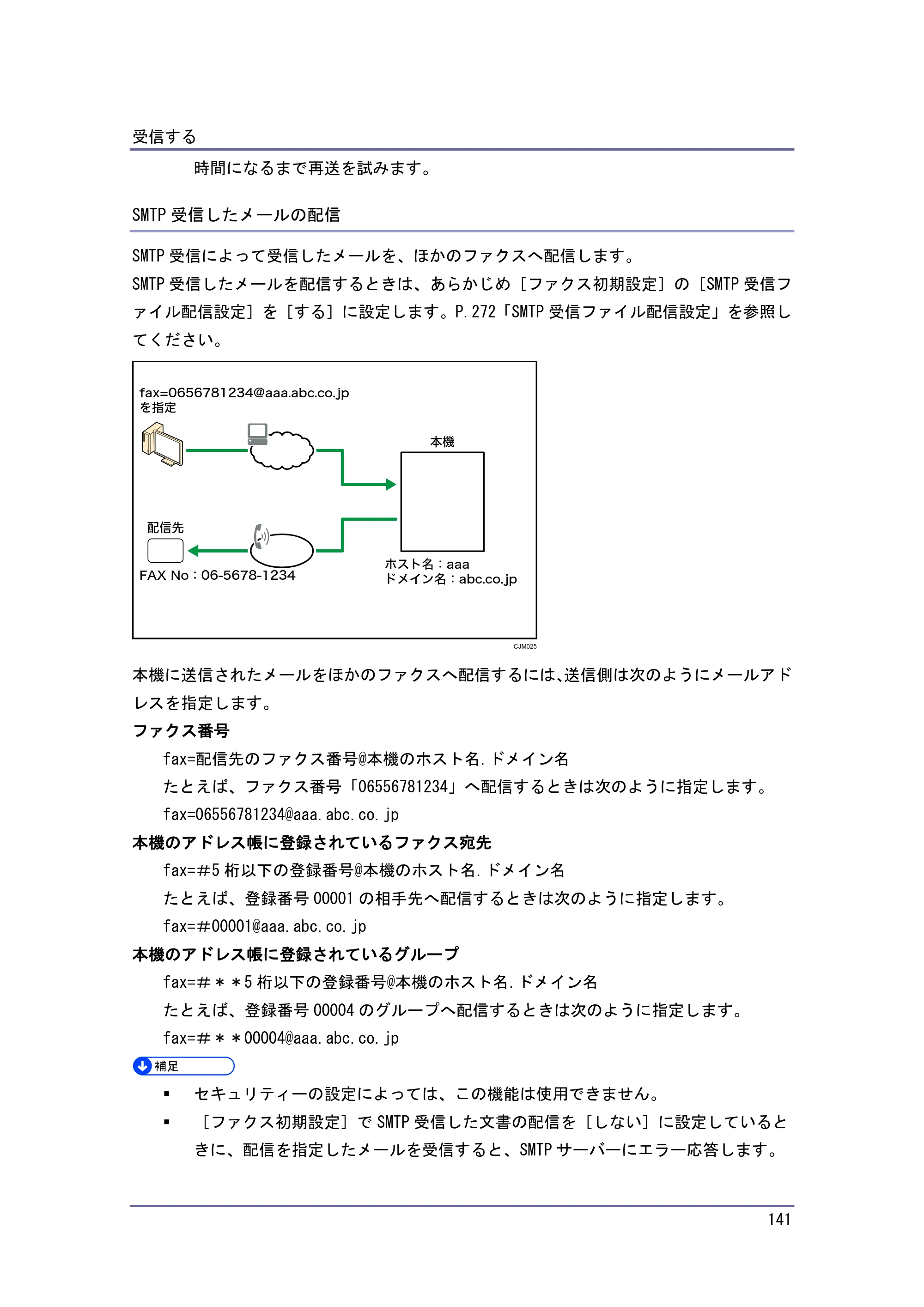 京セラ TASKalfa 4010w / TASKalfa 4011w / TASKalfa 4012w TASKalfa 4010w/4011w/4012w 使用説明書（ファクス） — SMTP受信したメールの配信 — 原本ページ — 141ページ