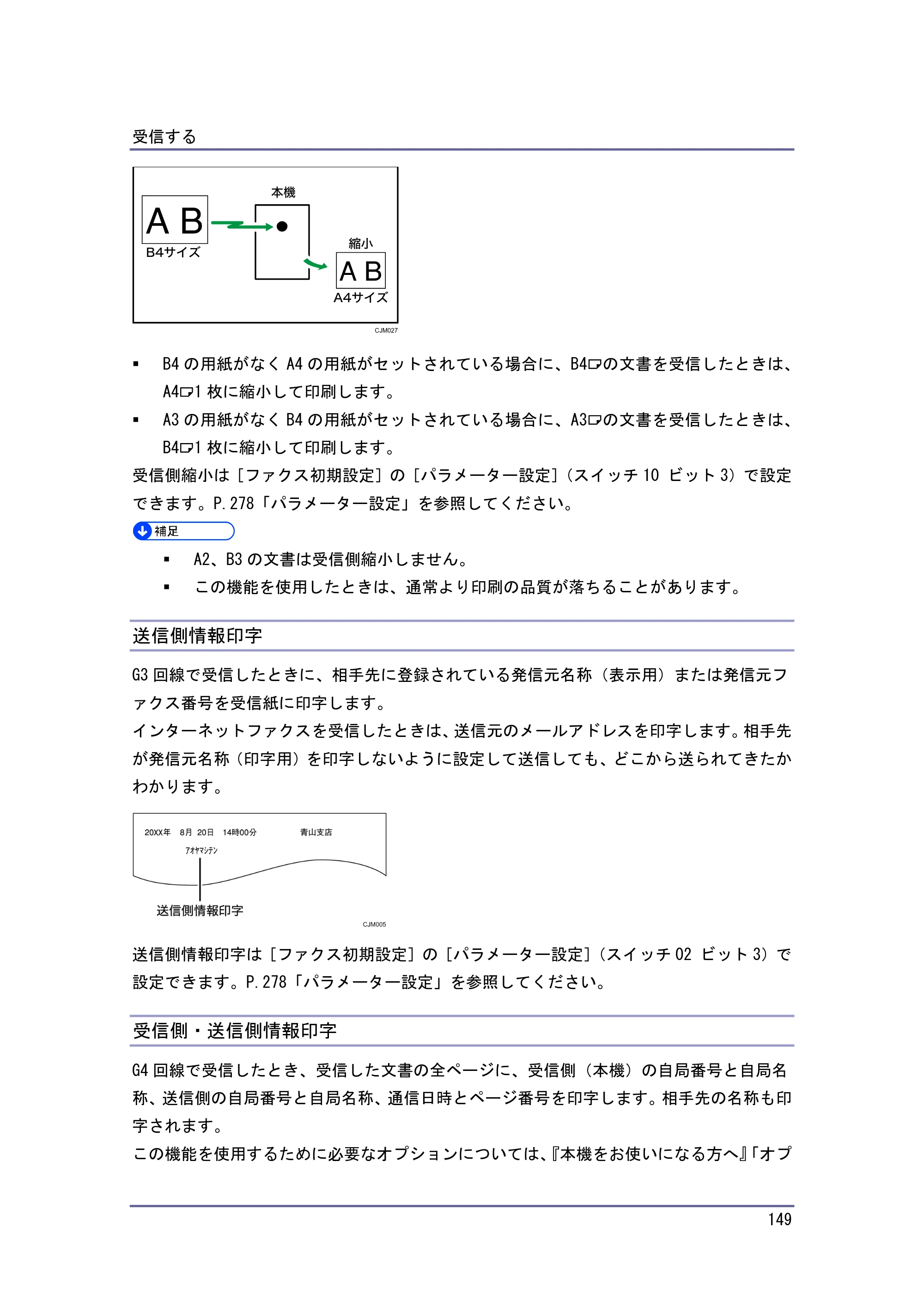 京セラ TASKalfa 4010w / TASKalfa 4011w / TASKalfa 4012w TASKalfa 4010w/4011w/4012w 使用説明書（ファクス） — 送信側情報印字 — 原本ページ — 149ページ