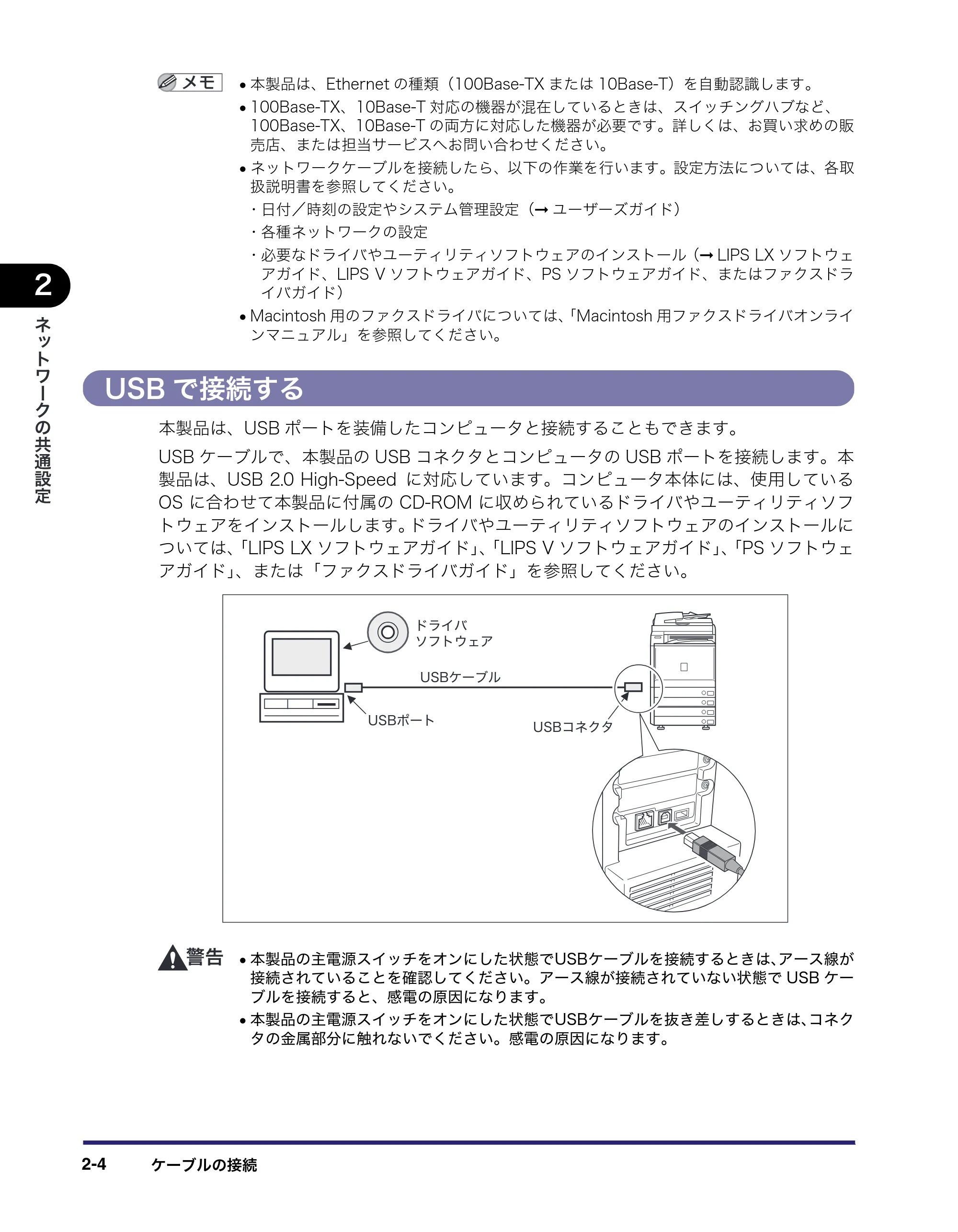 キヤノン iR C5185/C5185N/C4580/C4580F/C4080/C4080F ネットワークガイド (PDF形式/7.78Mバイト) — USBで接続する — 原本ページ — 28ページ