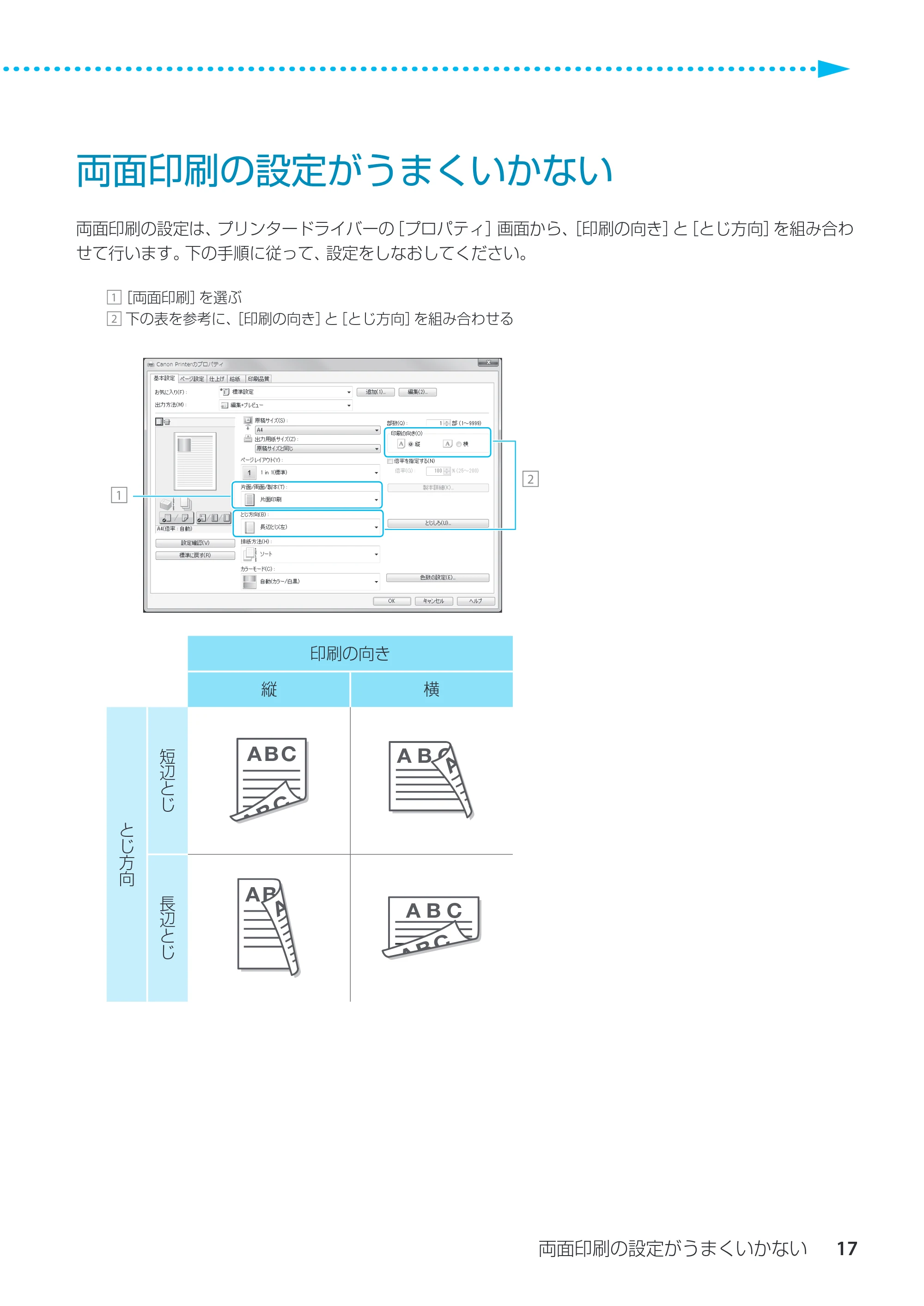 キヤノン imageRUNNER ADVANCE C3330F/C3330/C3320F/C3330F-RG サポートガイド 2015年5月19日更新（PDF：18.4MB） — 両面印刷の設定がうまくいかない — 原本ページ — 17ページ