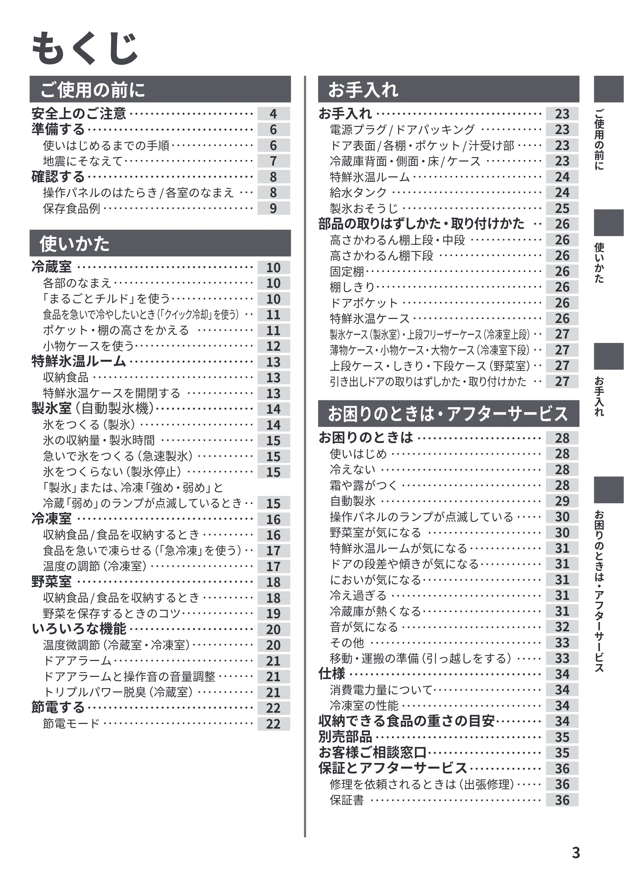 日立 R-HWS47Y / R-HWS47YL 取扱説明書 — もくじ — 原本ページ — 3ページ
