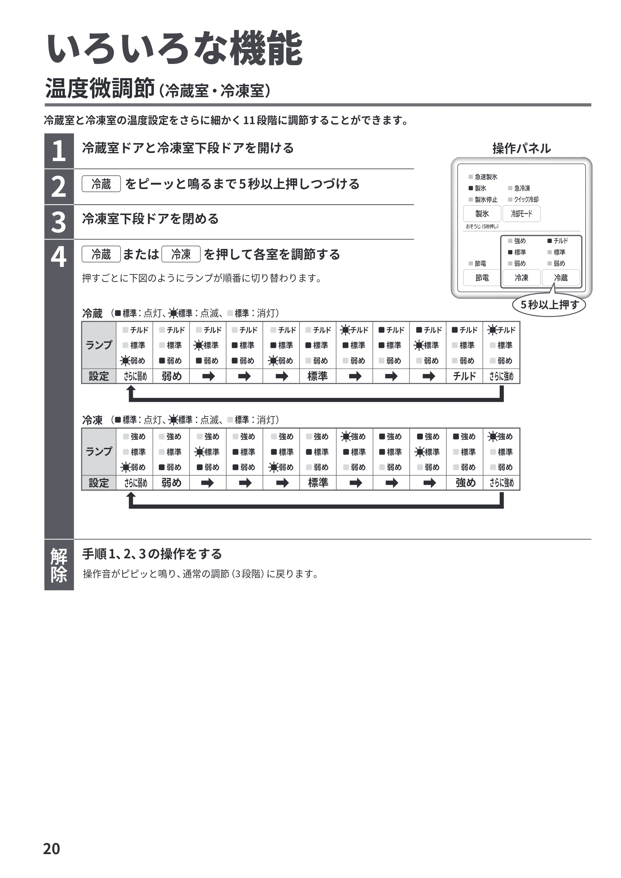日立 R-HWS47Y / R-HWS47YL 取扱説明書 — いろいろな機能 — 原本ページ — 20ページ