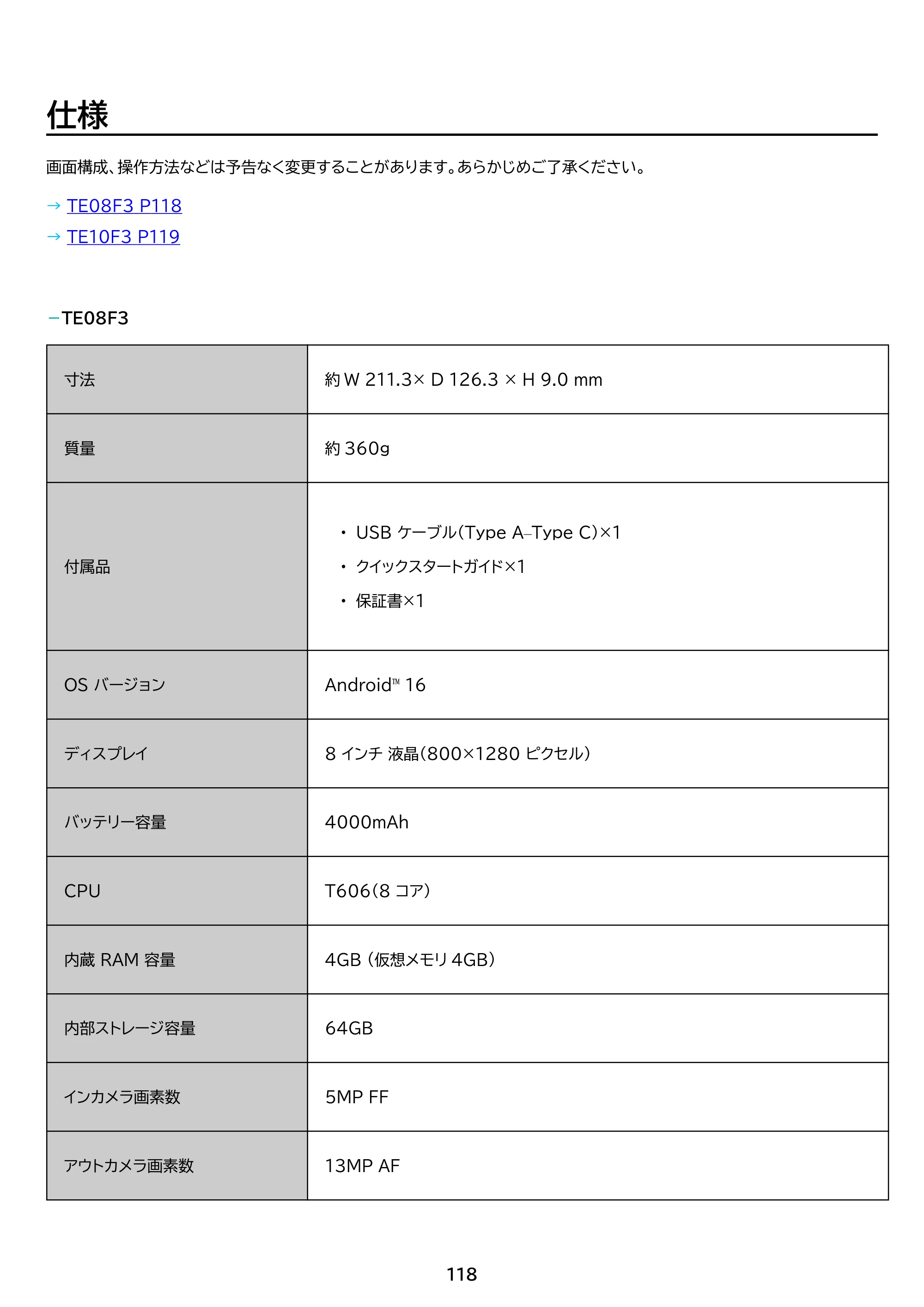 アイリスオーヤマ TE08F3W64-KV1H 取扱説明書 — 原本ページ — 118ページ