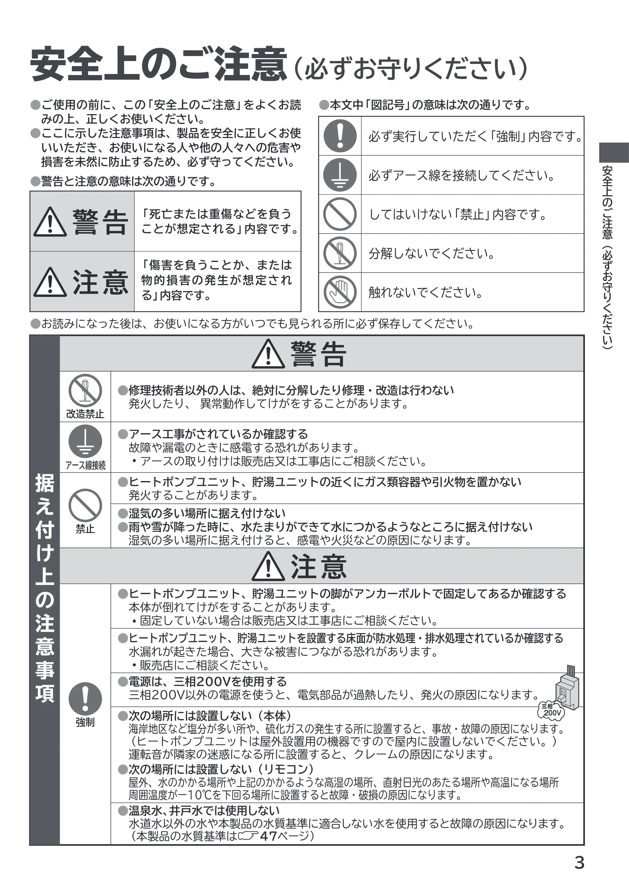 日立 RHK-1501EJS / RHK-1501EJKS 取扱説明書 — 安全上のご注意（必ずお守りください） — 原本ページ — 3ページ