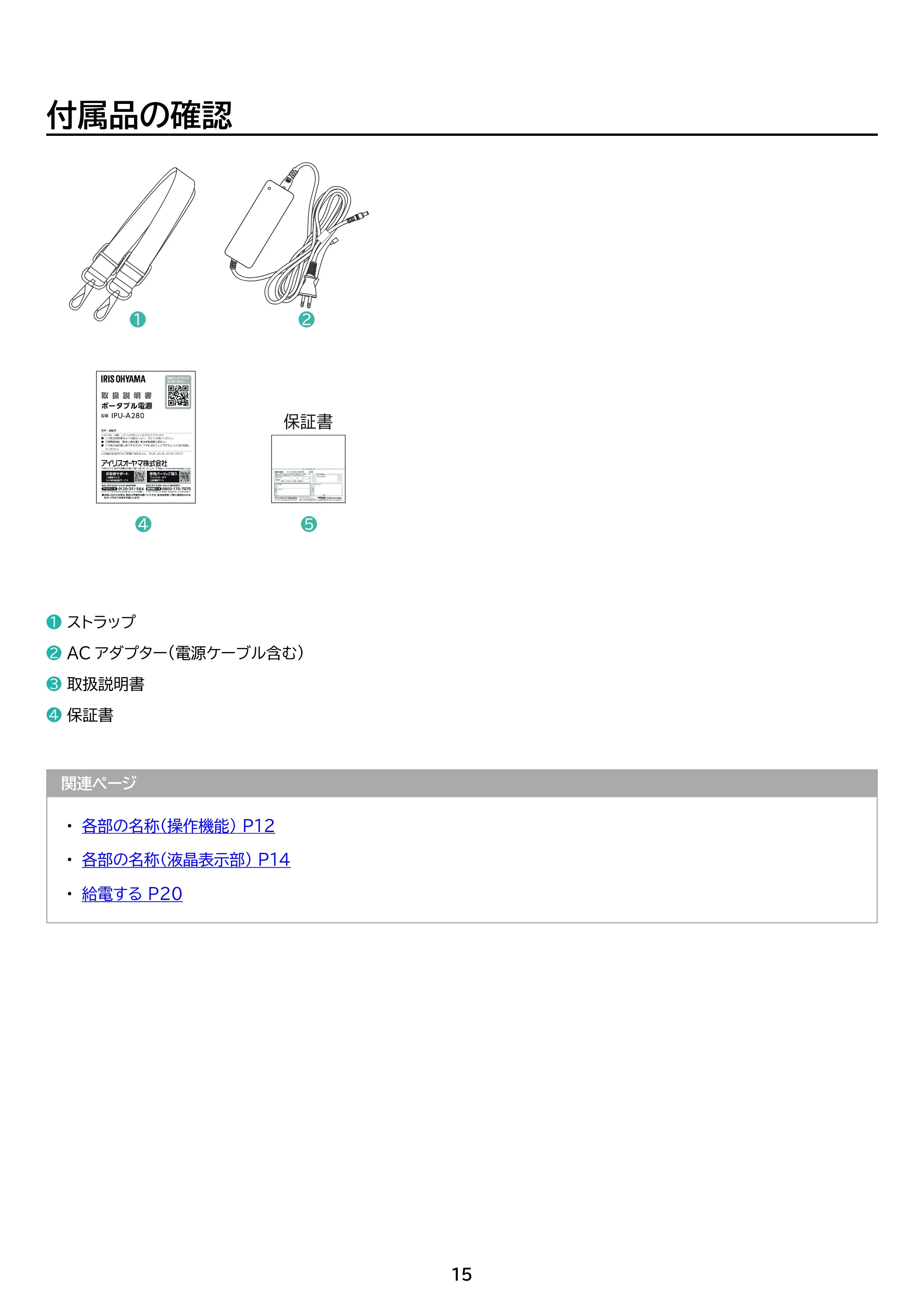 アイリスオーヤマ IPU-A280 取扱説明書 — 原本ページ — 15ページ