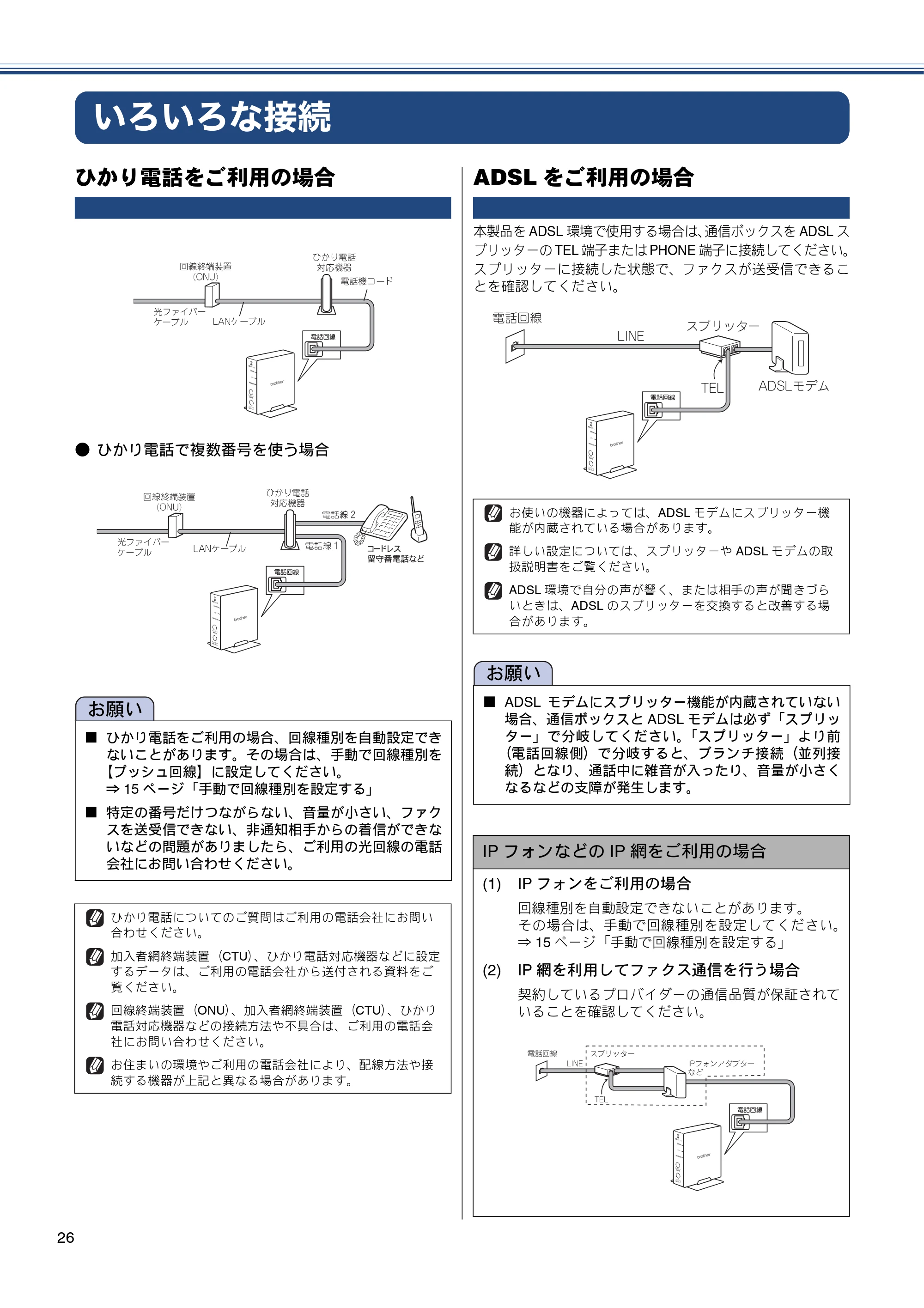 ブラザー MFC-J4810DN かんたん設置ガイド — いろいろな接続 — 原本ページ — 26ページ