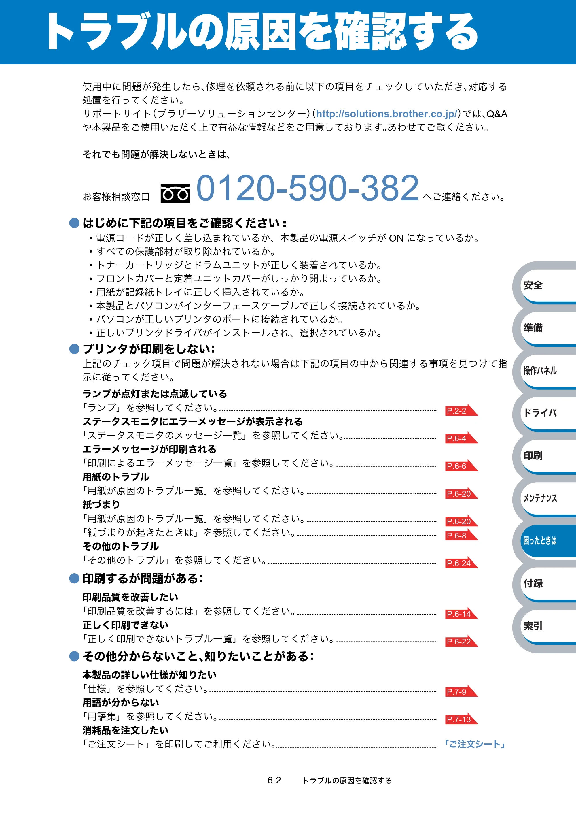 ブラザー HL-2140 / HL-2170W 取扱説明書（本体） — トラブルの原因を確認する — 原本ページ — 138ページ