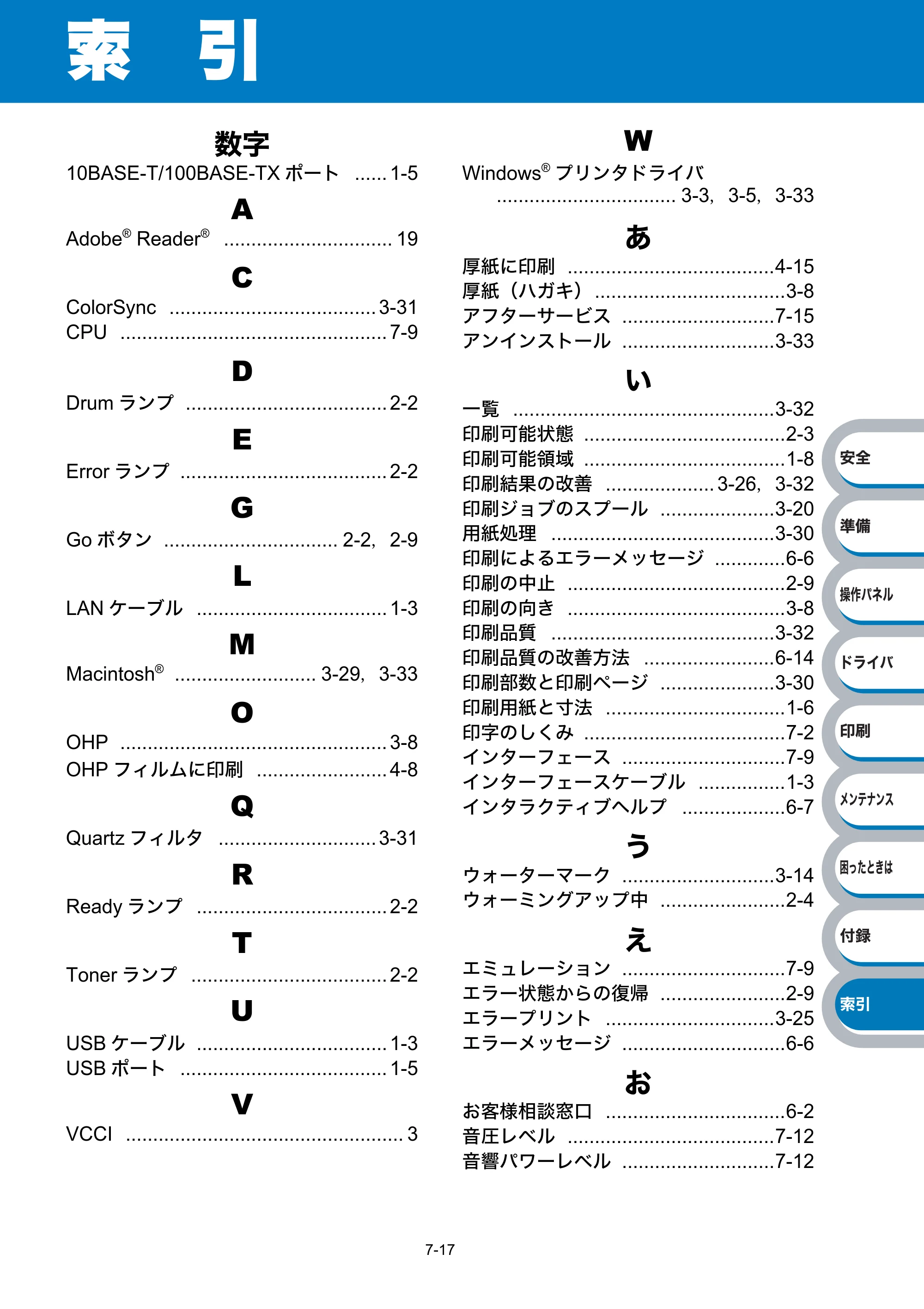 ブラザー HL-2140 / HL-2170W 取扱説明書（本体） — 索 引 — 原本ページ — 177ページ
