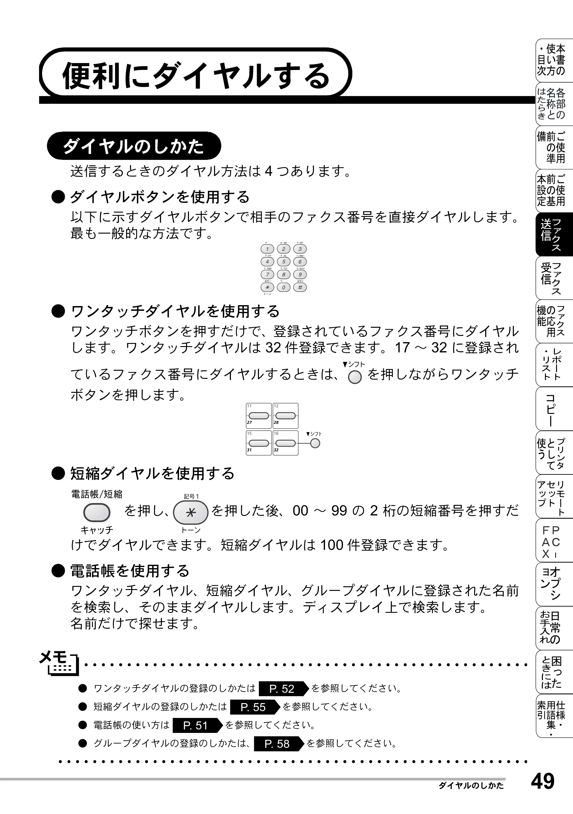 ブラザー MFC-8500J 取扱説明書（本体） — 便利にダイヤルする — 原本ページ — 73ページ