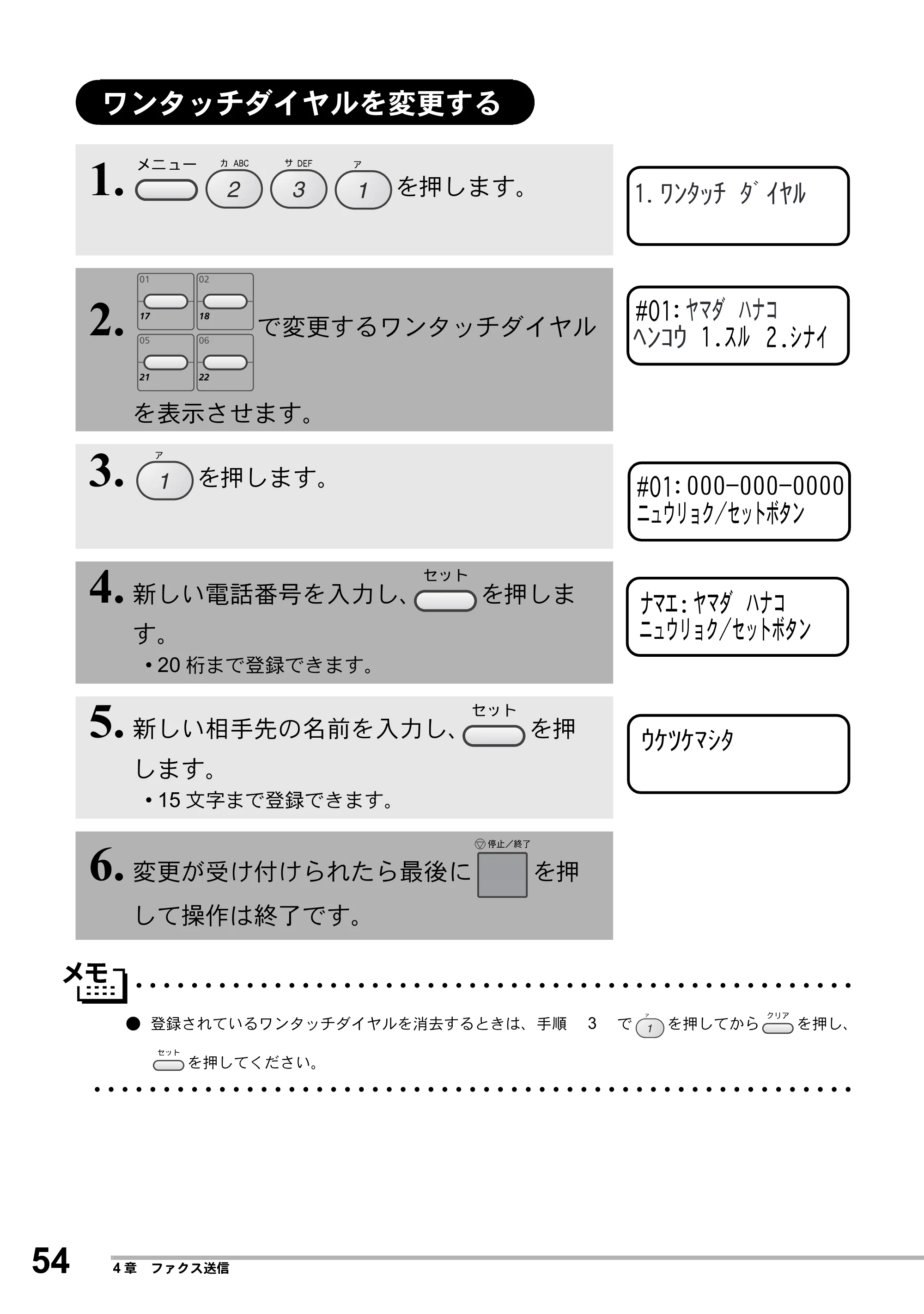 ブラザー MFC-8500J 取扱説明書（本体） — ワンタッチダイヤルを変更する — 原本ページ — 78ページ