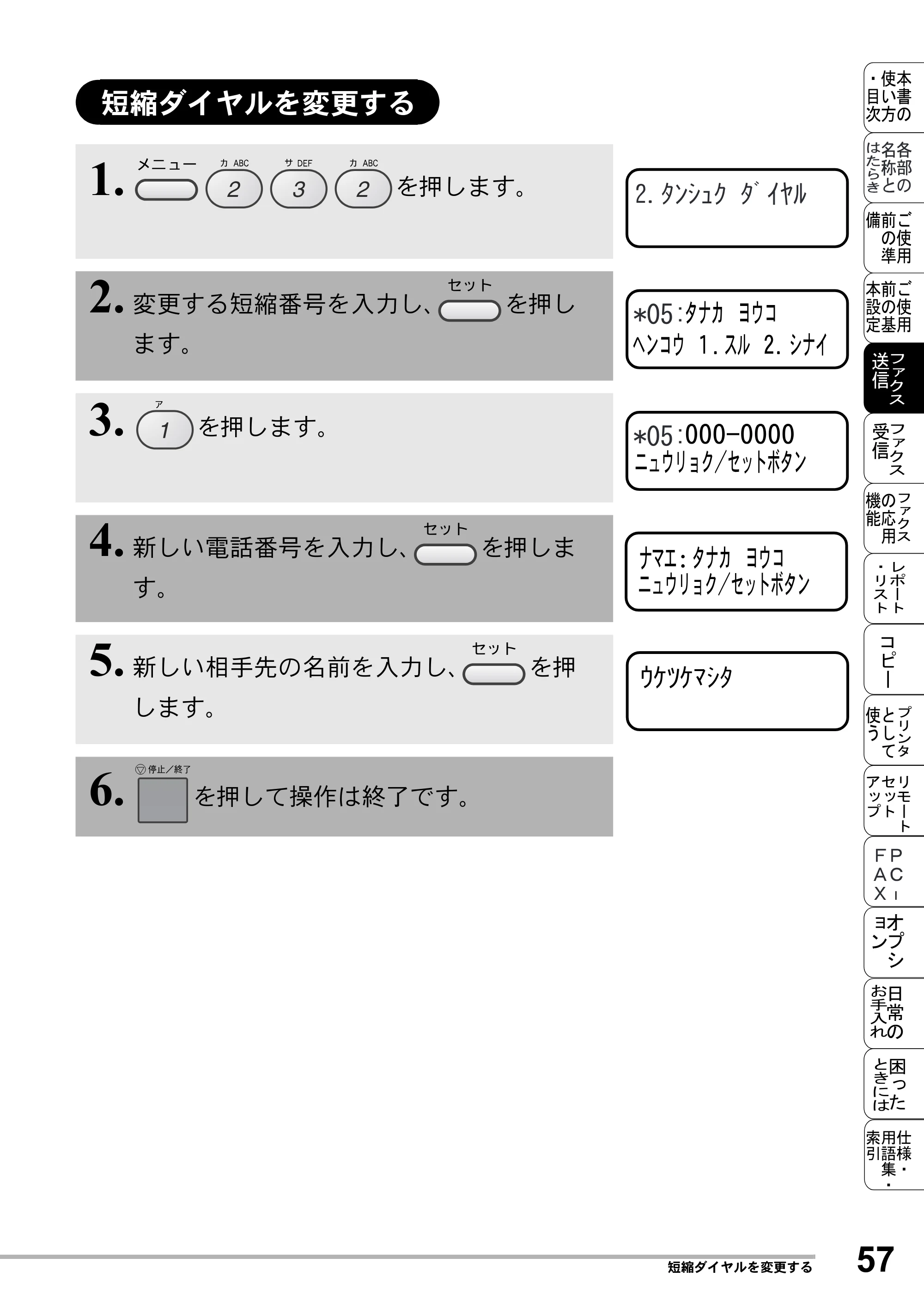 ブラザー MFC-8500J 取扱説明書（本体） — 短縮ダイヤルを変更する — 原本ページ — 81ページ