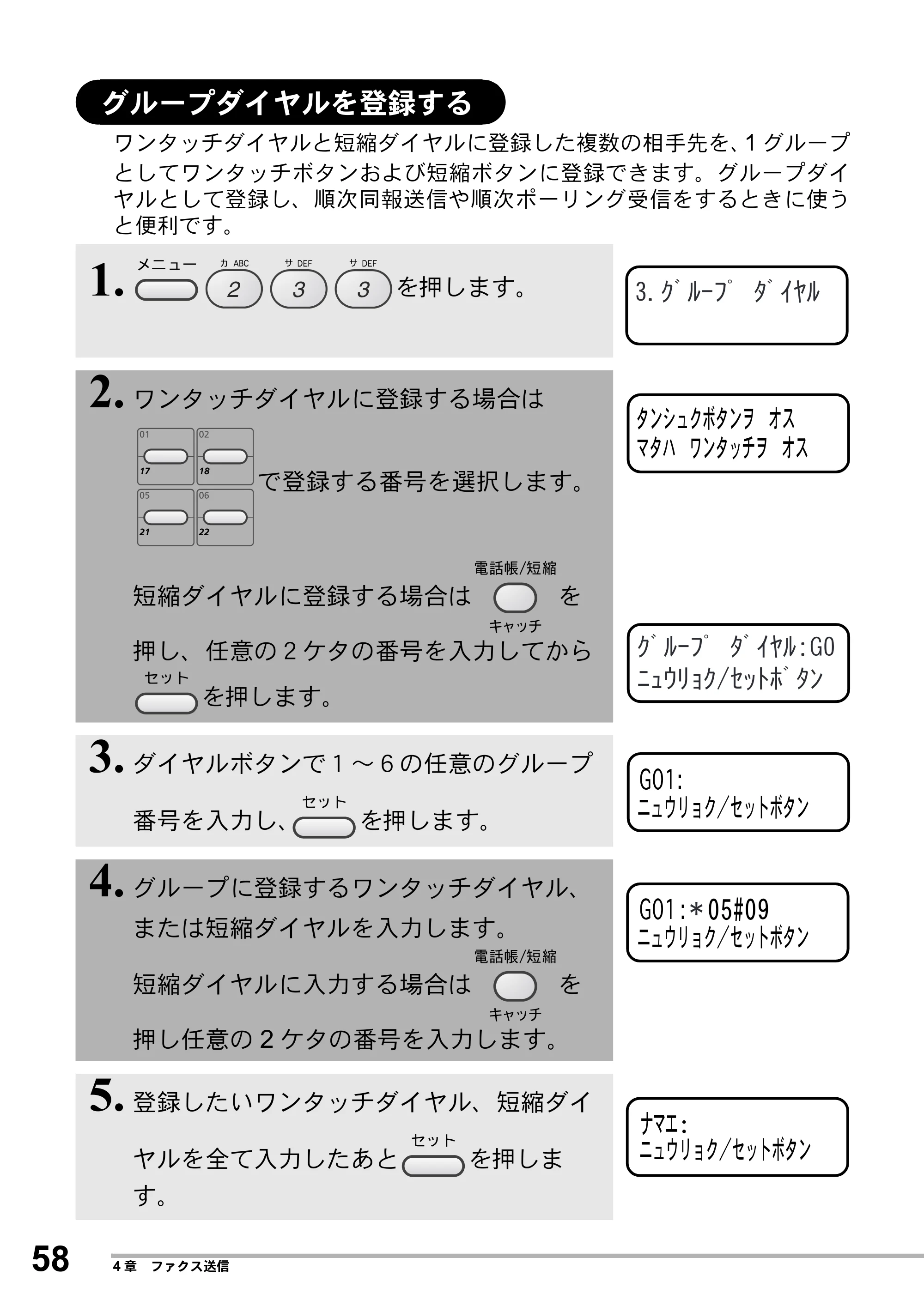ブラザー MFC-8500J 取扱説明書（本体） — グループダイヤルを登録する — 原本ページ — 82ページ