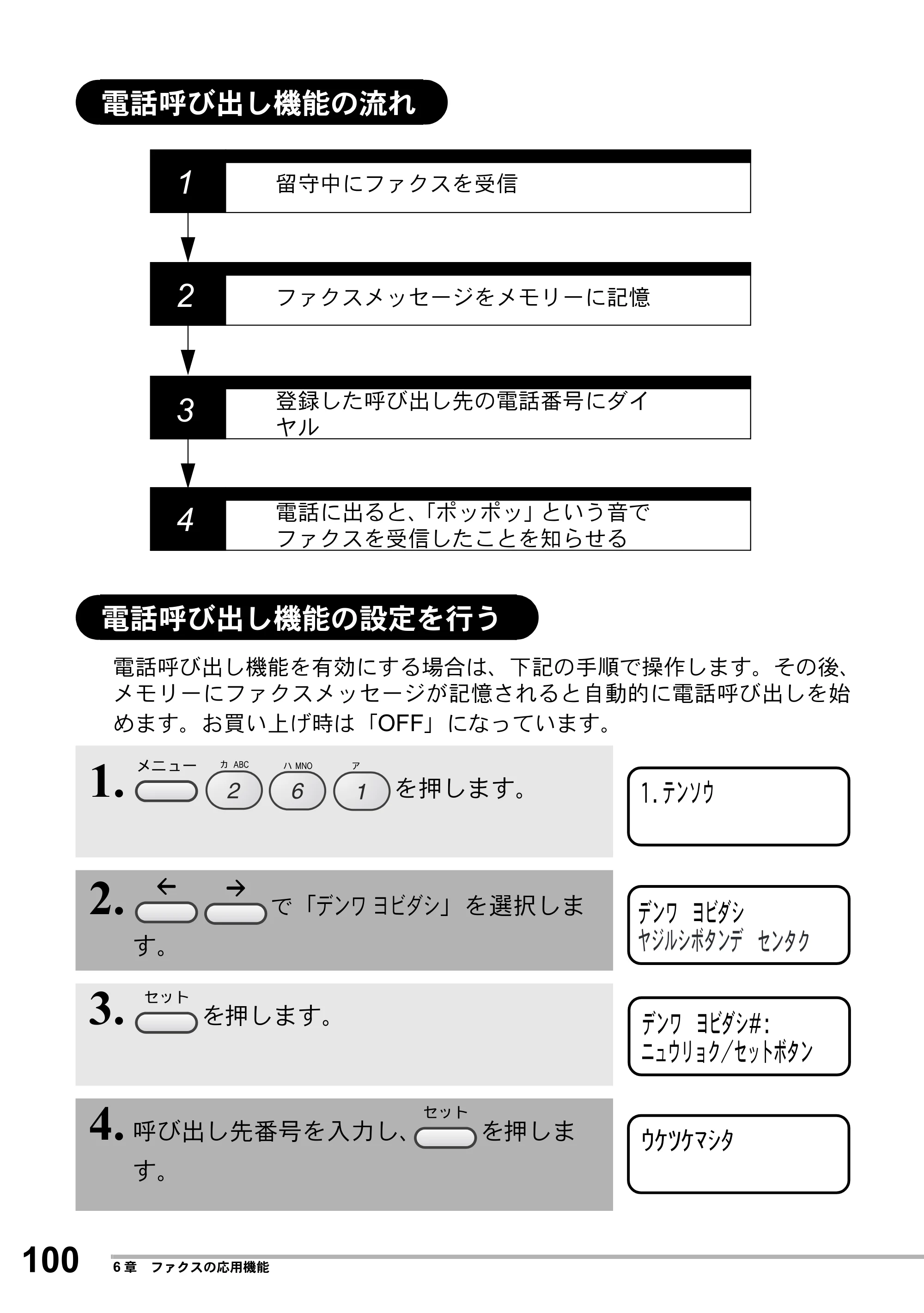 ブラザー MFC-8500J 取扱説明書（本体） — 電話呼び出し機能の流れ — 原本ページ — 124ページ
