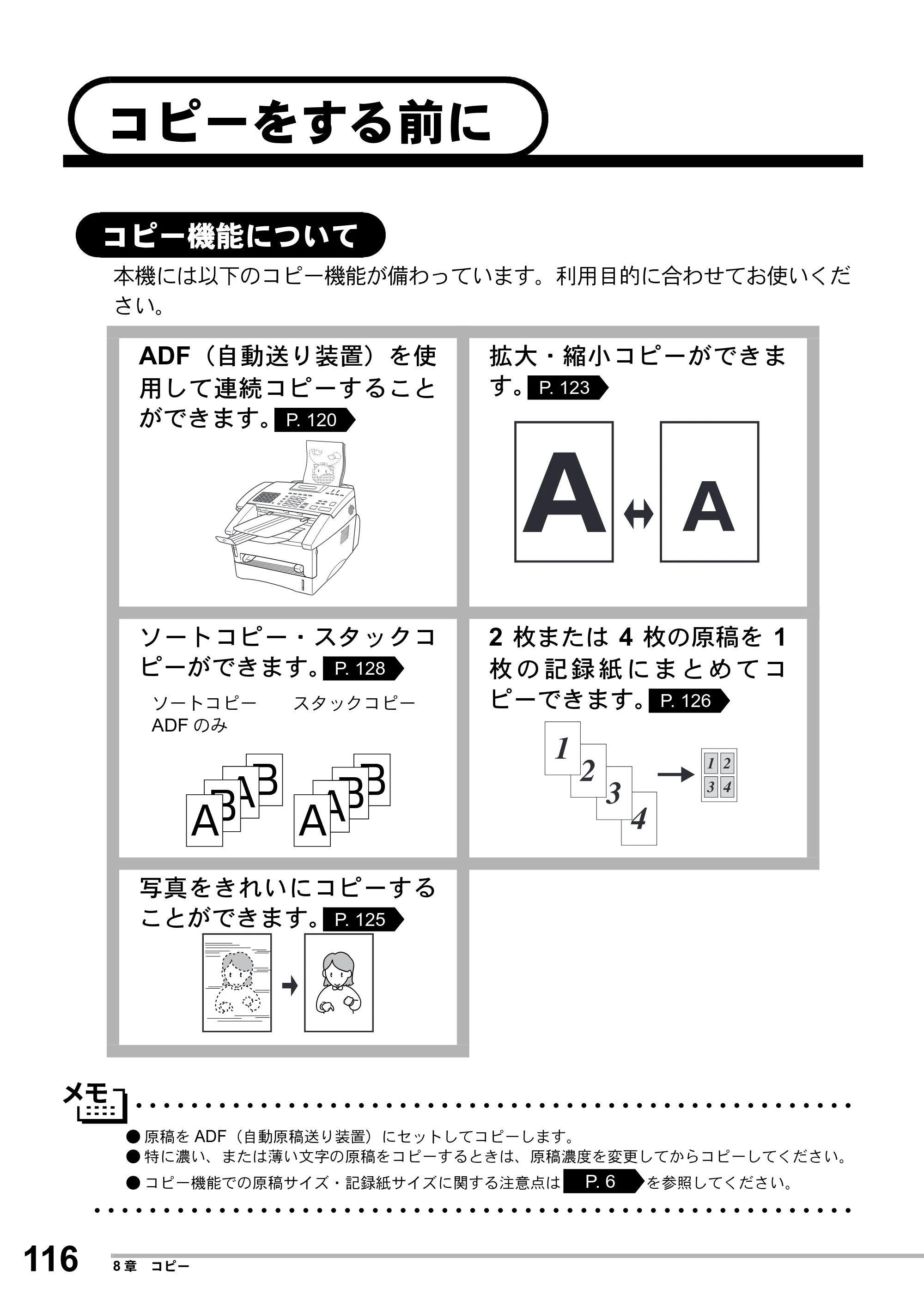 ブラザー MFC-8500J 取扱説明書（本体） — コピーをする前に — 原本ページ — 140ページ