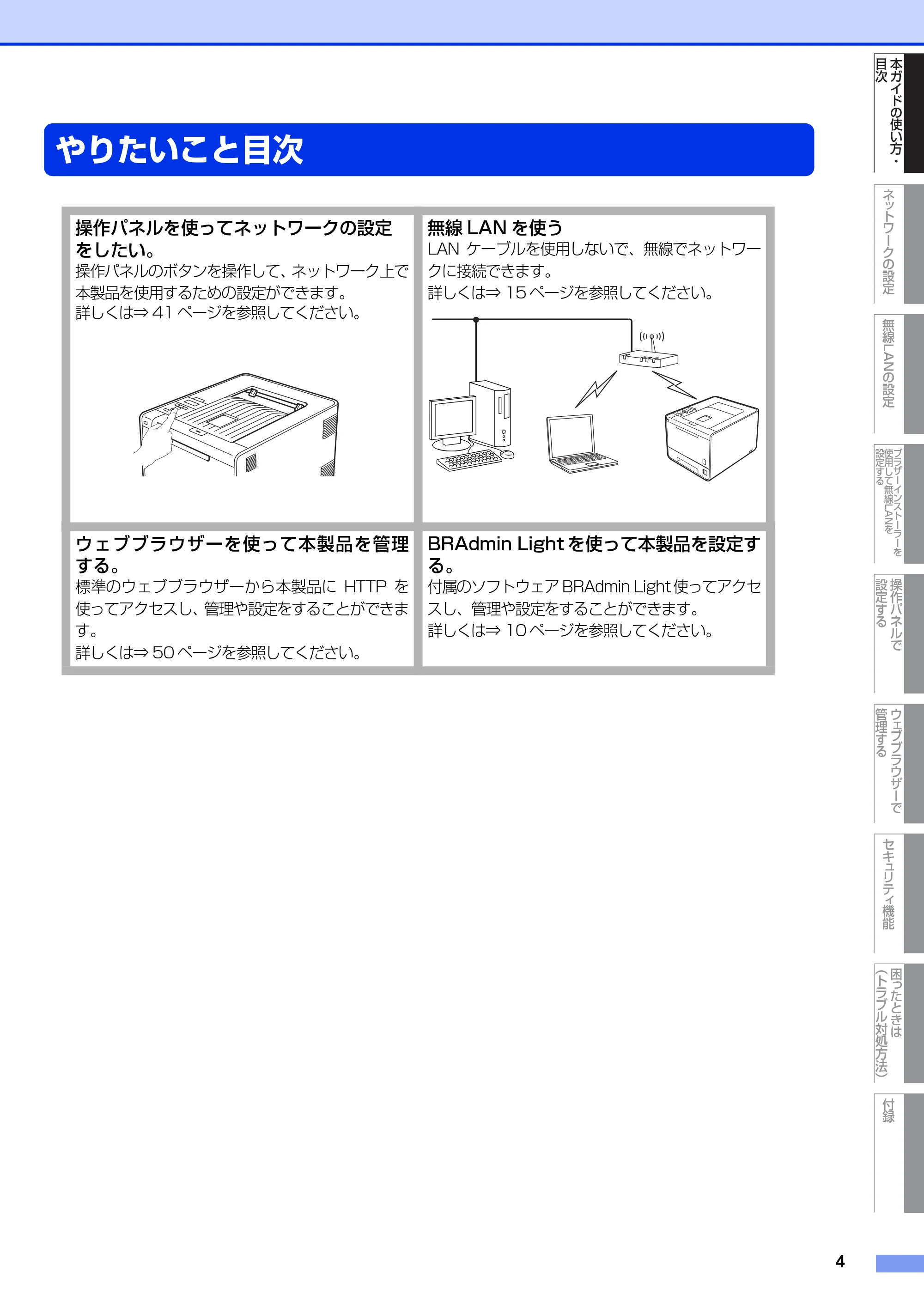 ブラザー HL-4570CDW/ HL-4570CDWT ユーザーズガイド ~ネットワーク操作編~ — やりたいこと目次 — 原本ページ — 5ページ