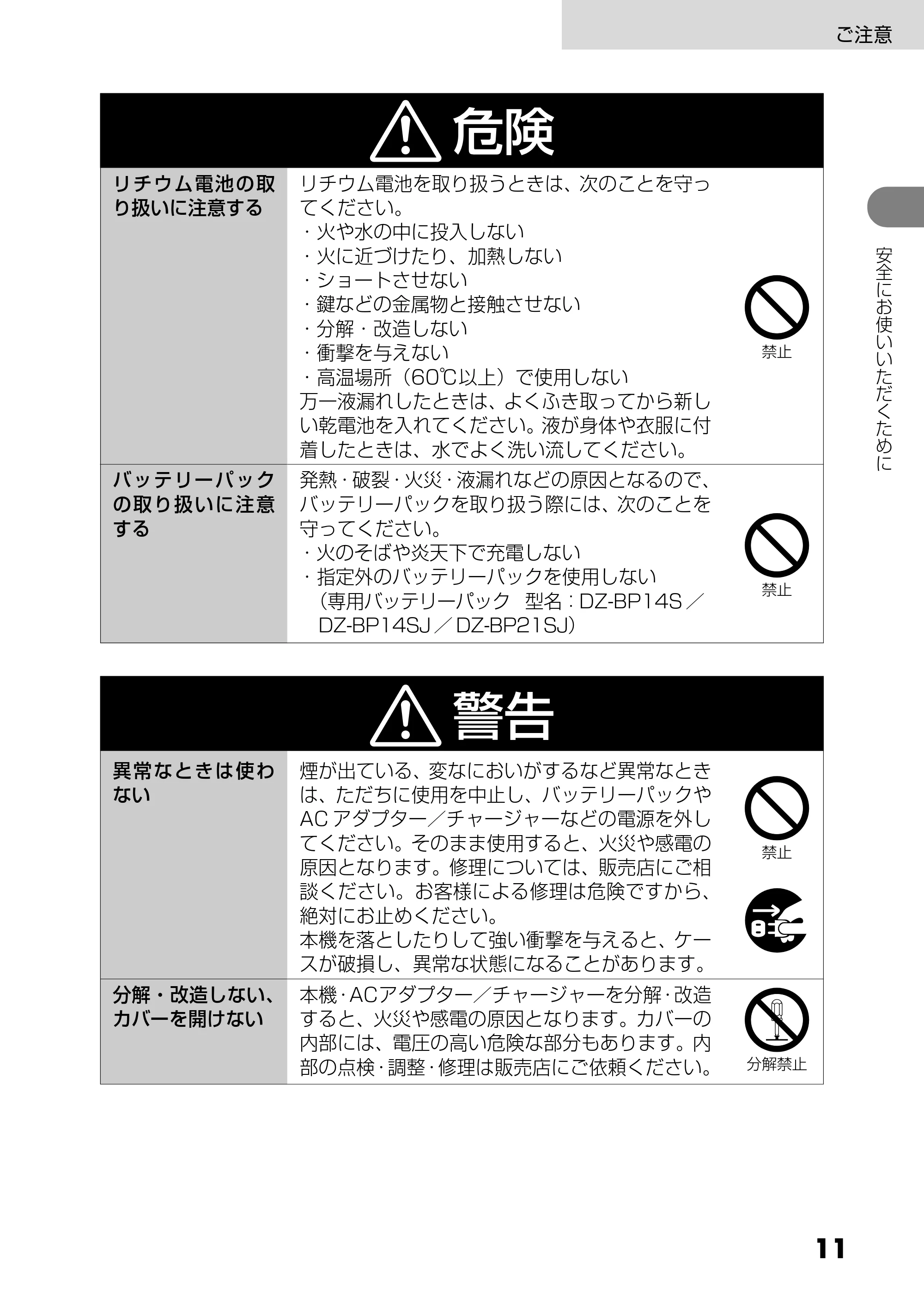 日立 DZ-GX25M 取扱説明書 — 原本ページ — 11ページ