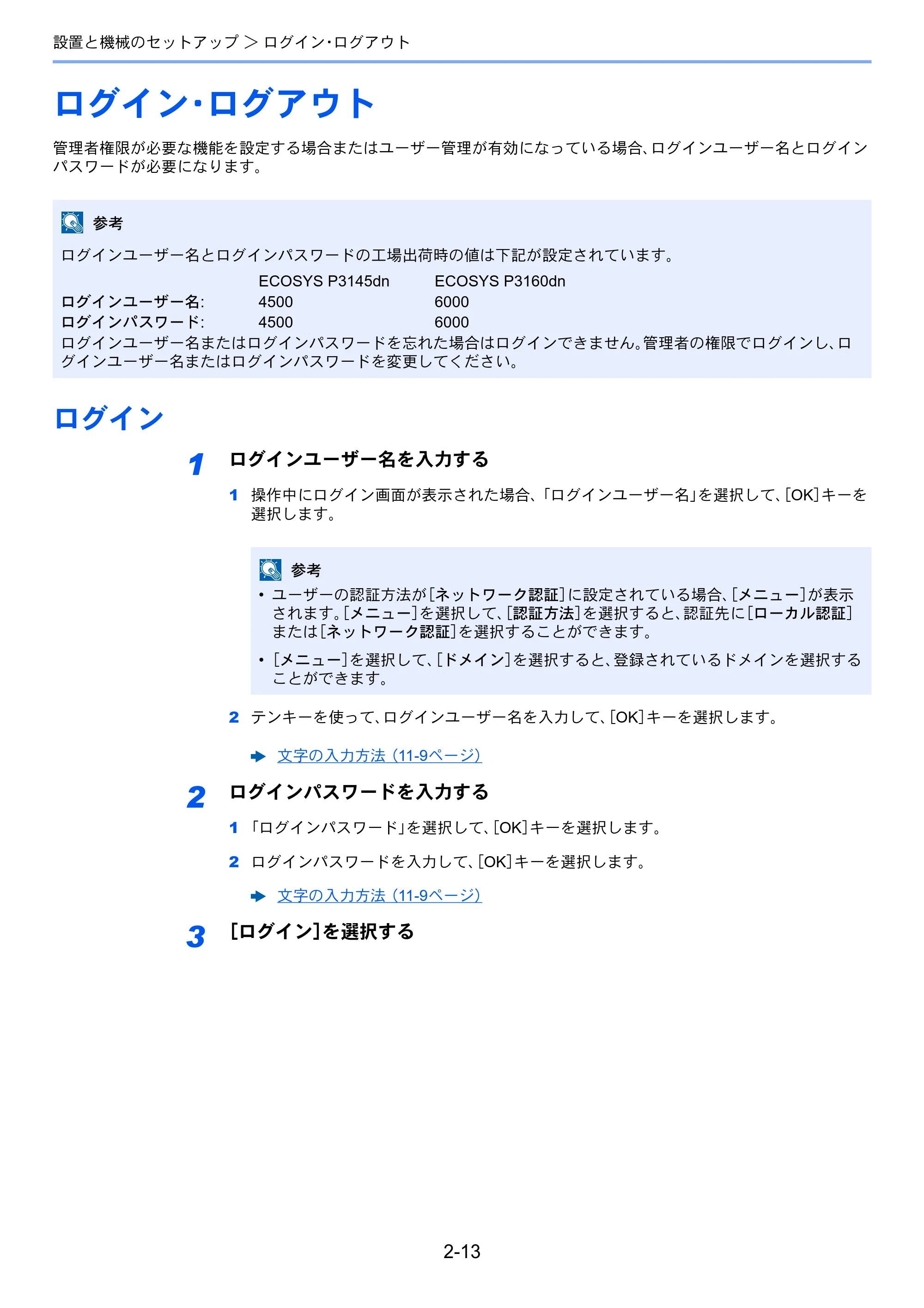 京セラ ECOSYS P3145dn / ECOSYS P3160dn ECOSYS P3160dn/P3145dn 使用説明書 — ログイン・ログアウト — 原本ページ — 45ページ