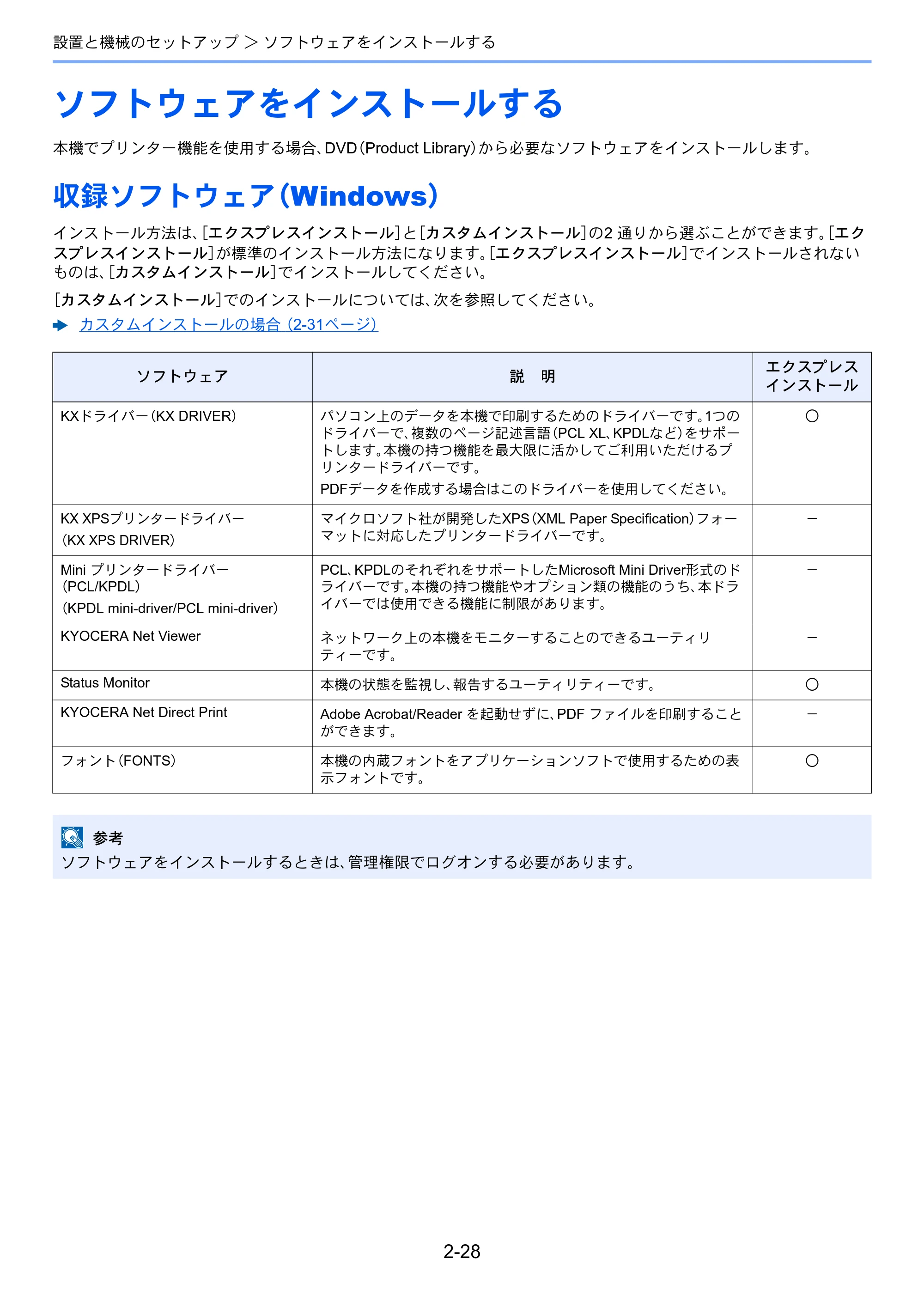 京セラ ECOSYS P3145dn / ECOSYS P3160dn ECOSYS P3160dn/P3145dn 使用説明書 — ソフトウェアをインストールする — 原本ページ — 60ページ