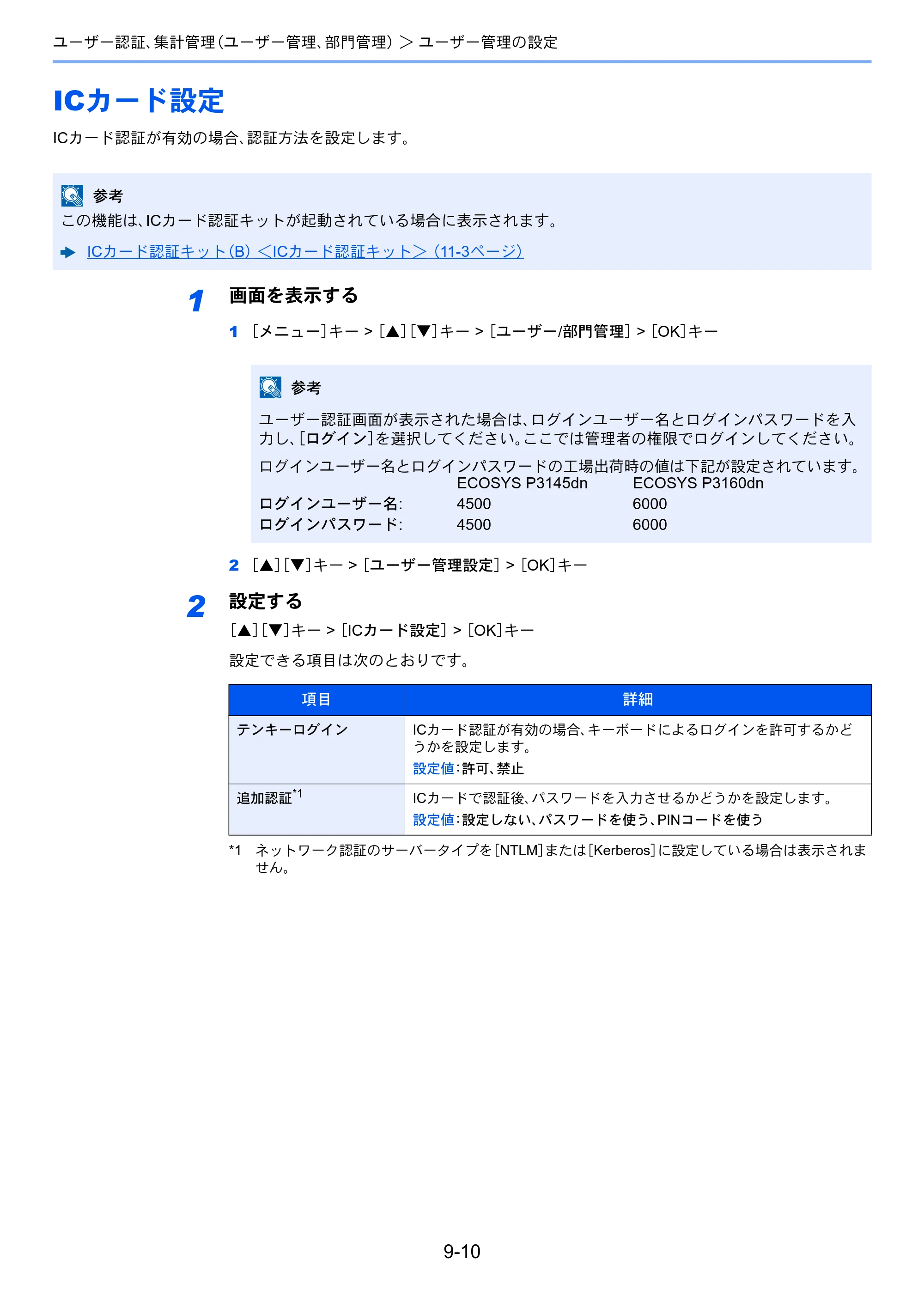 京セラ ECOSYS P3145dn / ECOSYS P3160dn ECOSYS P3160dn/P3145dn 使用説明書 — ICカード設定 — 原本ページ — 197ページ