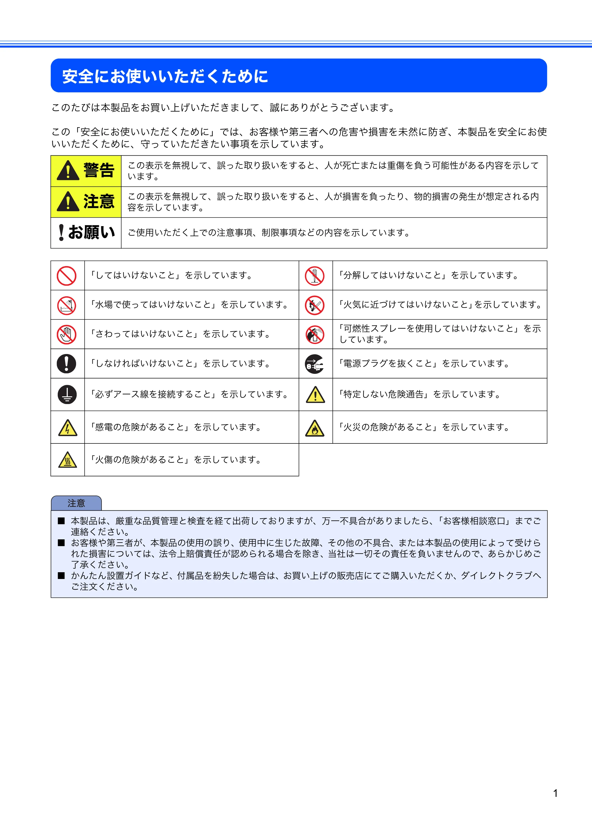 ブラザー HL-5380DN かんたん設置ガイド — 安全にお使いいただくために — 原本ページ — 3ページ