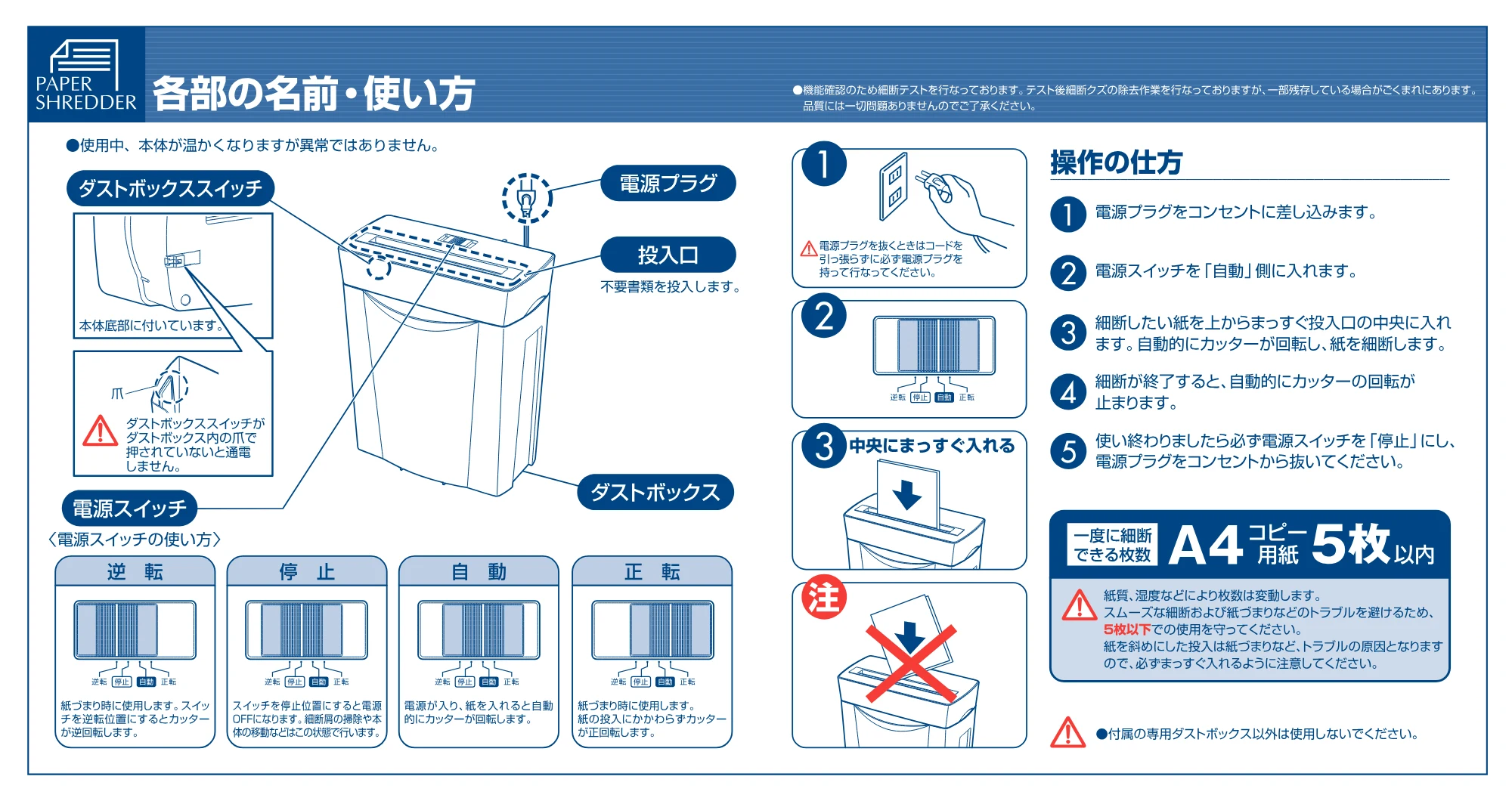 アイリスオーヤマ ペーパーシュレッダー P5E 取扱説明書 — 原本ページ — 3ページ