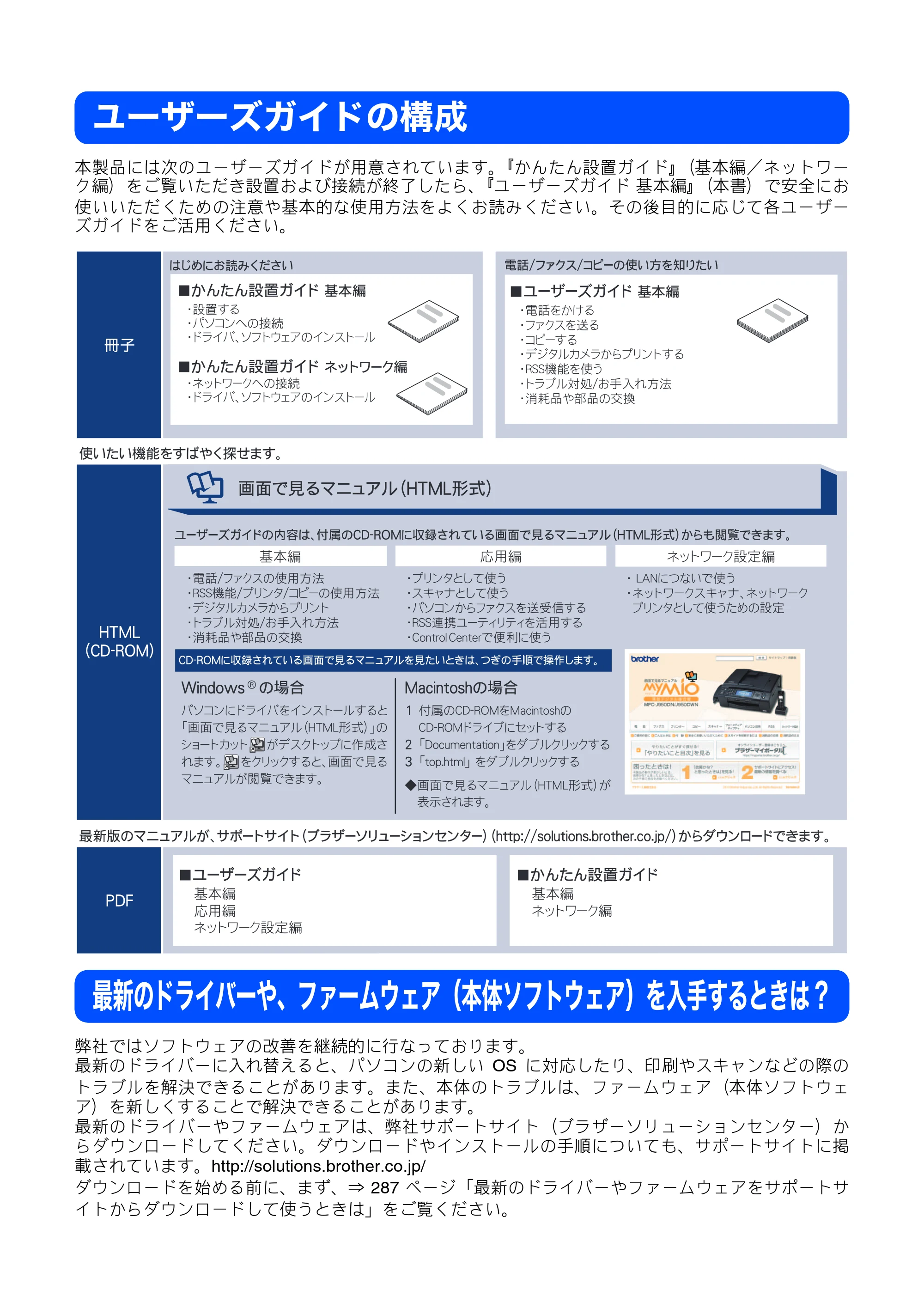 ブラザー MFC-J950DN / MFC-J950DWN ユーザーズガイド ～基本編～ — ユーザーズガイドの構成 — 原本ページ — 2ページ