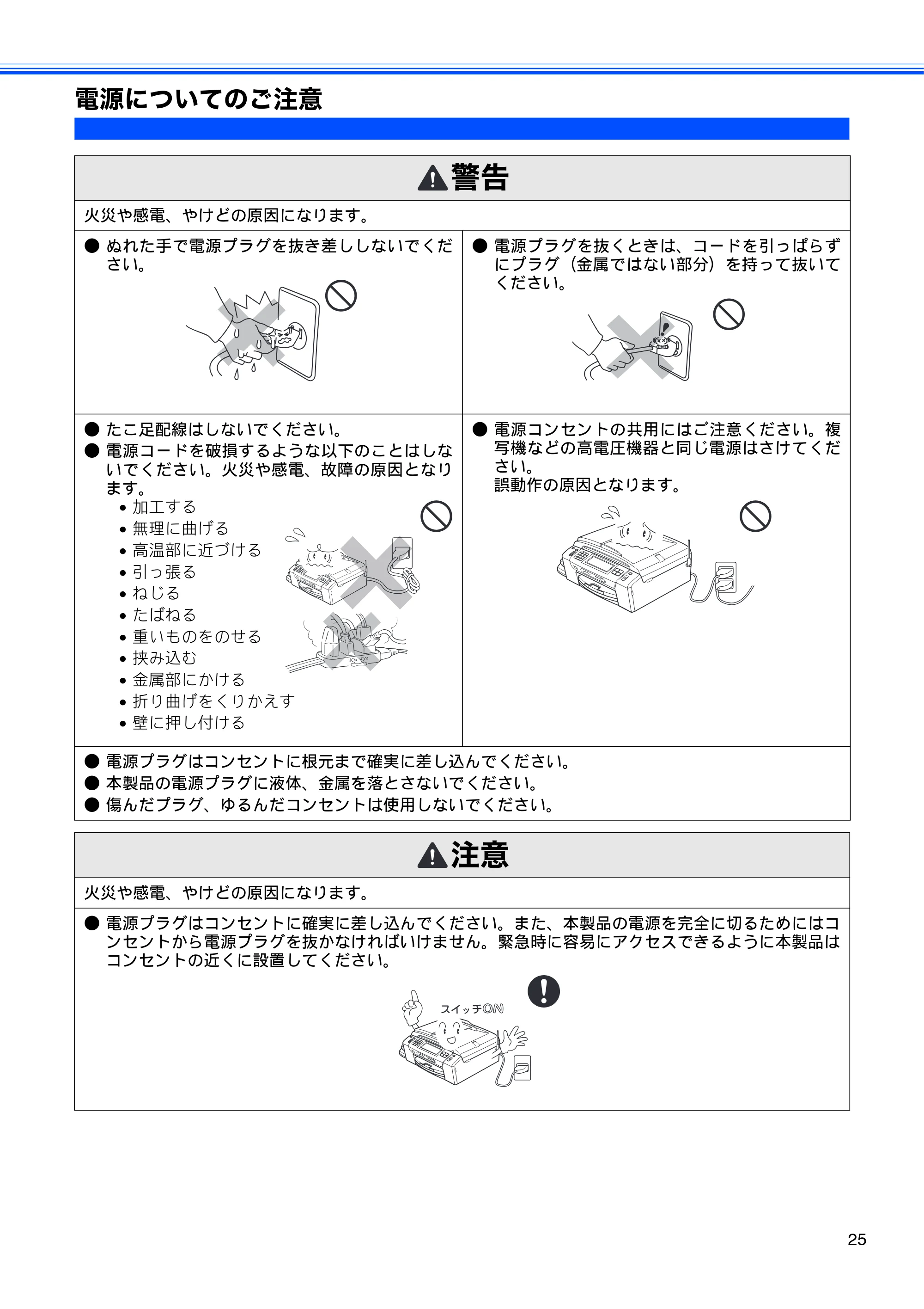ブラザー MFC-J950DN / MFC-J950DWN ユーザーズガイド ～基本編～ — 電源についてのご注意 — 原本ページ — 27ページ