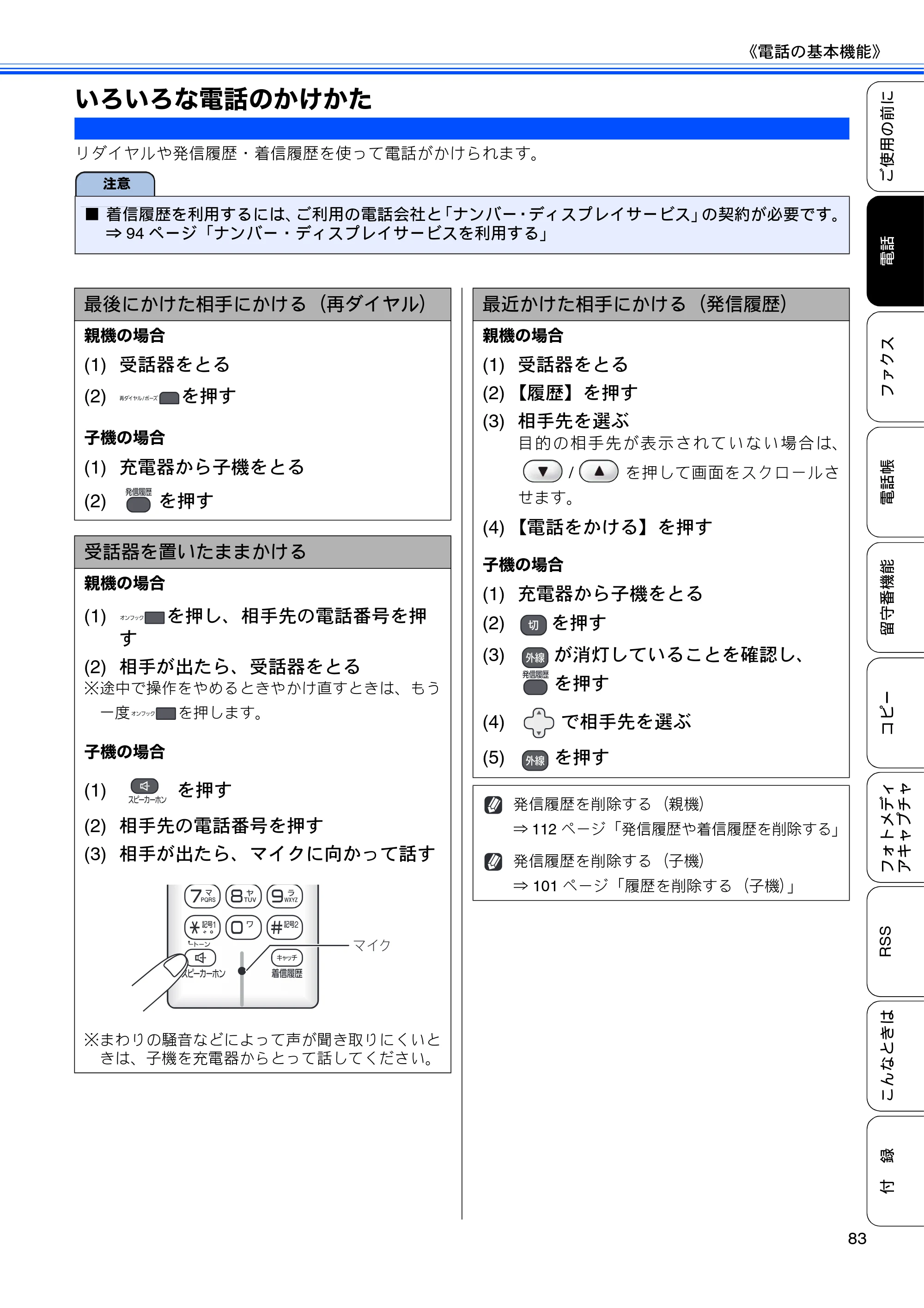 ブラザー MFC-J950DN / MFC-J950DWN ユーザーズガイド ～基本編～ — いろいろな電話のかけかた — 原本ページ — 85ページ