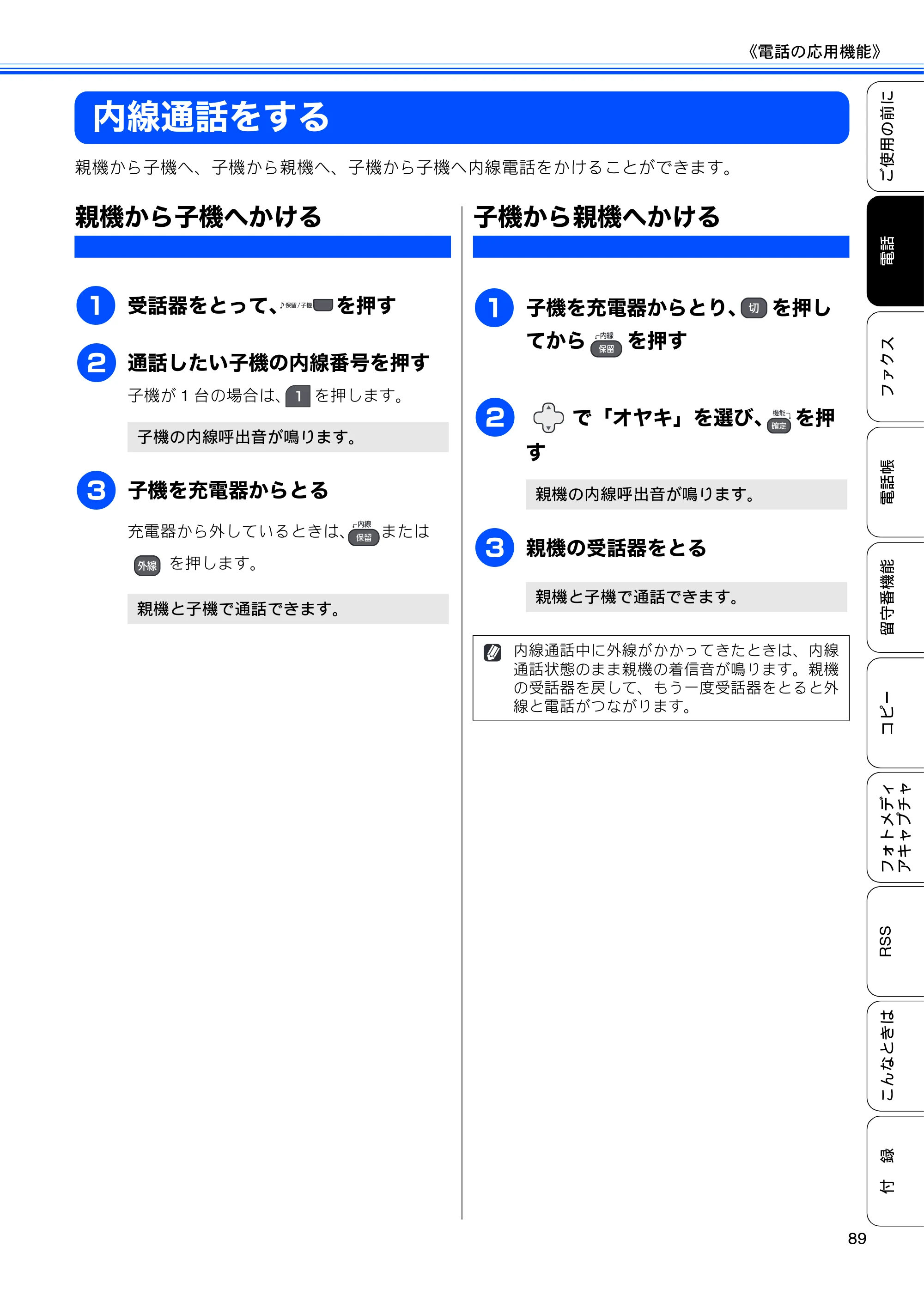 ブラザー MFC-J950DN / MFC-J950DWN ユーザーズガイド ～基本編～ — 内線通話をする — 原本ページ — 91ページ