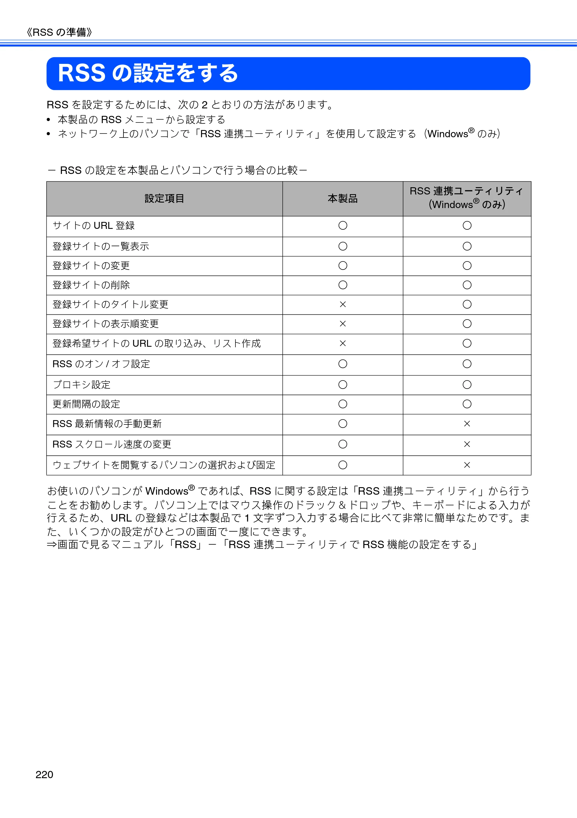 ブラザー MFC-J950DN / MFC-J950DWN ユーザーズガイド ～基本編～ — RSSの設定をする — 原本ページ — 222ページ