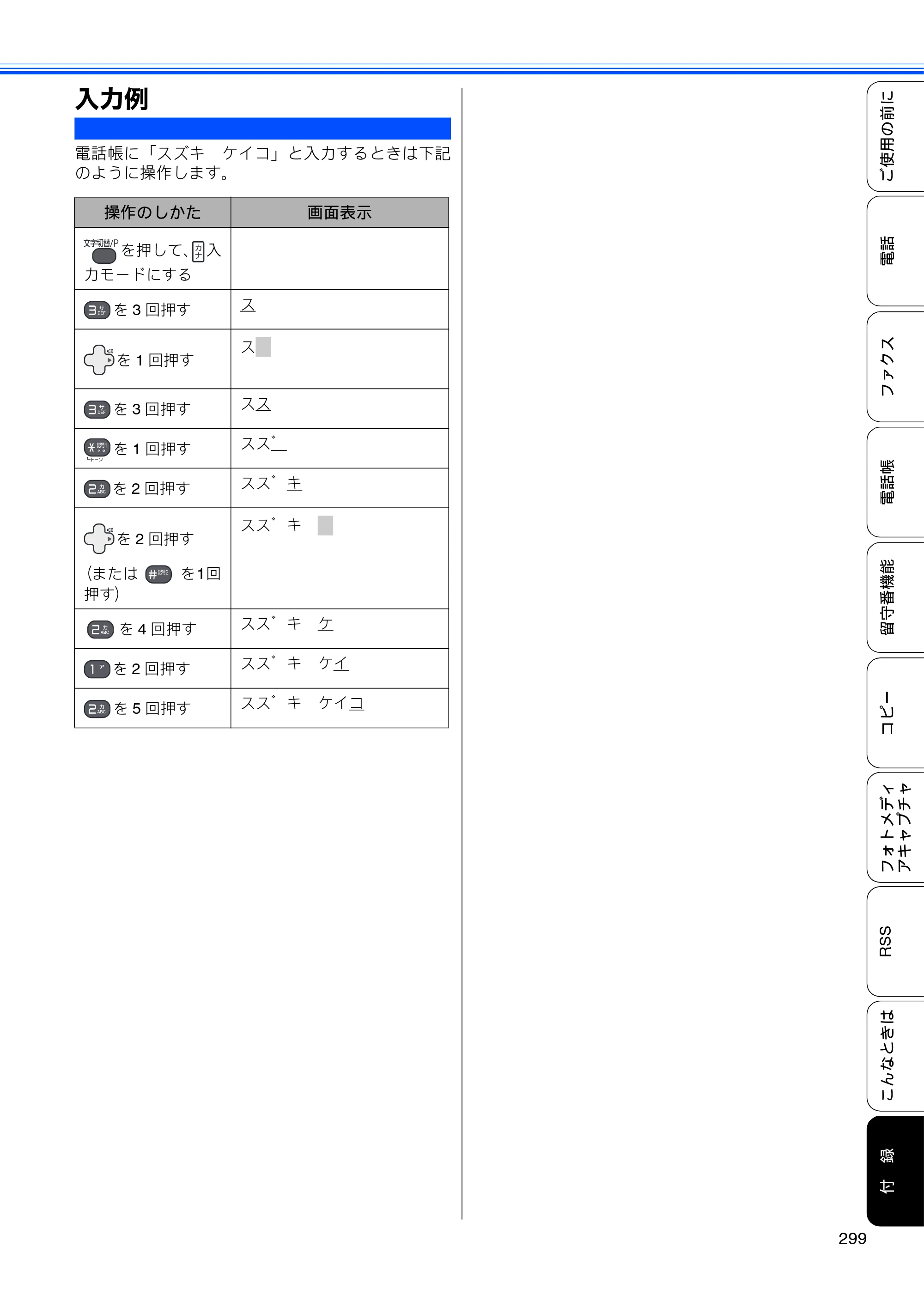 ブラザー MFC-J950DN / MFC-J950DWN ユーザーズガイド ～基本編～ — 入力例 — 原本ページ — 301ページ