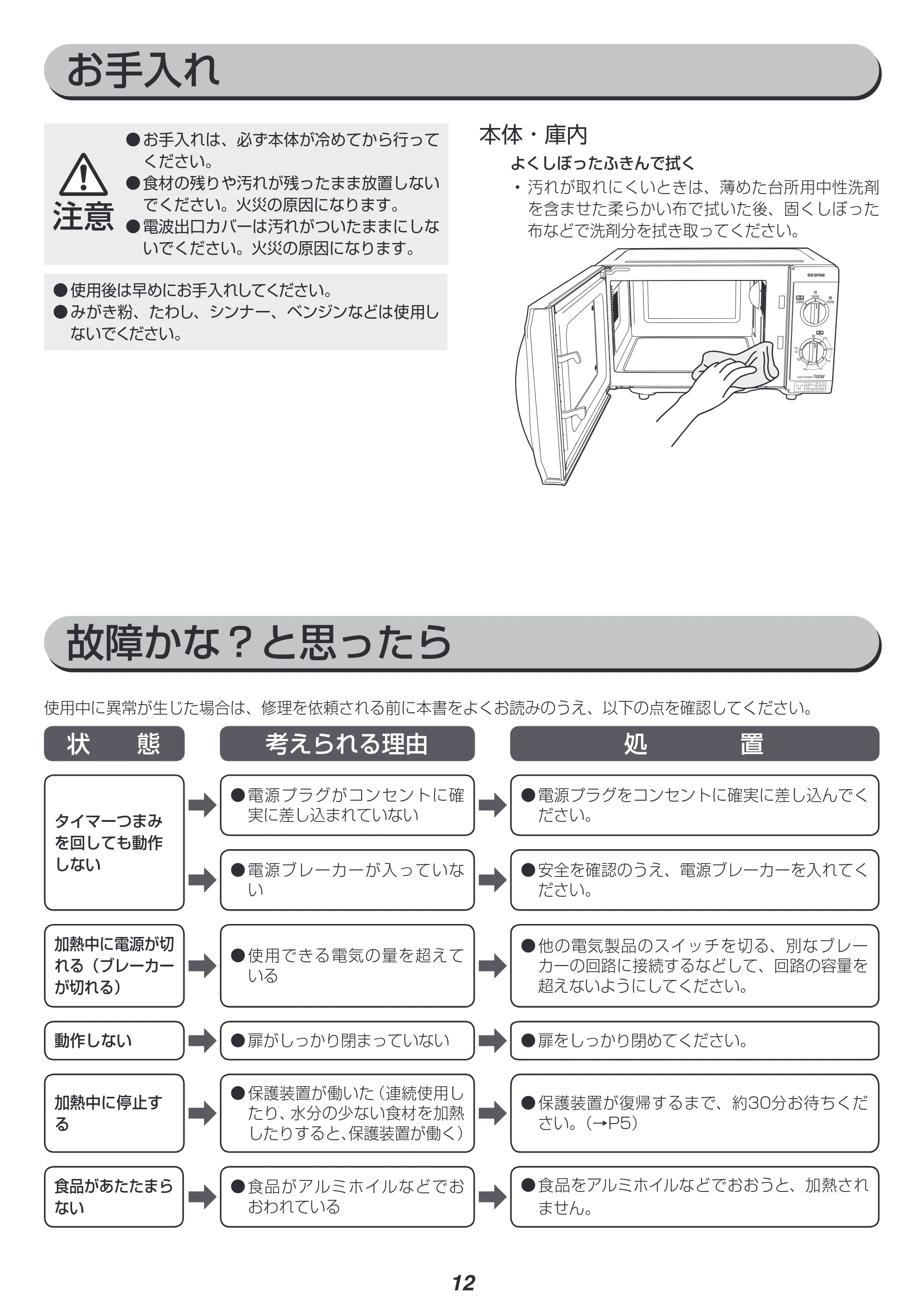 アイリスオーヤマ IMB-F184-6-WPG 取扱説明書 — 原本ページ — 12ページ
