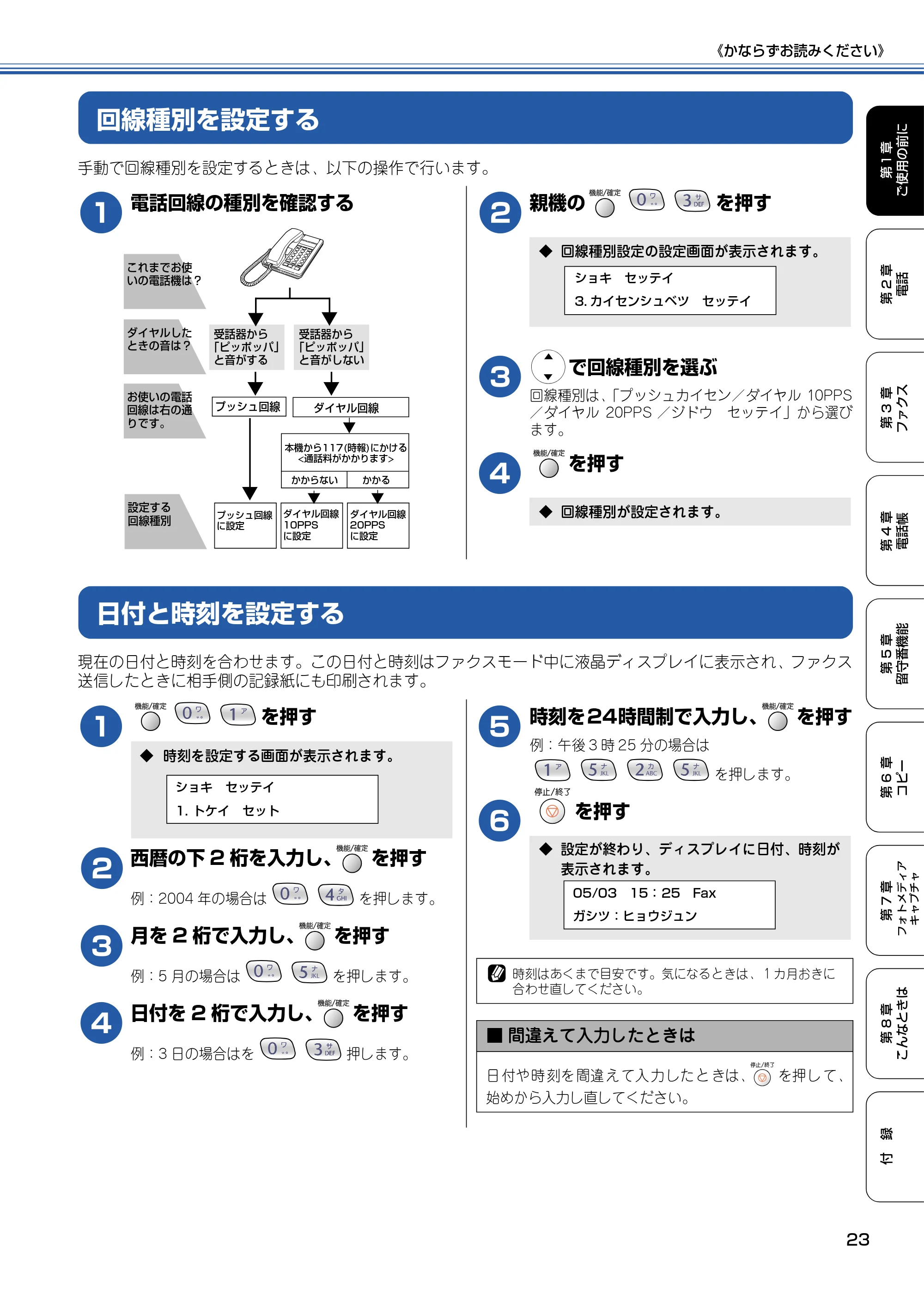 ブラザー MFC-610CLN / MFC-610CLWN / MFC-620CLN 取扱説明書(本体) — 回線種別を設定する — 原本ページ — 24ページ