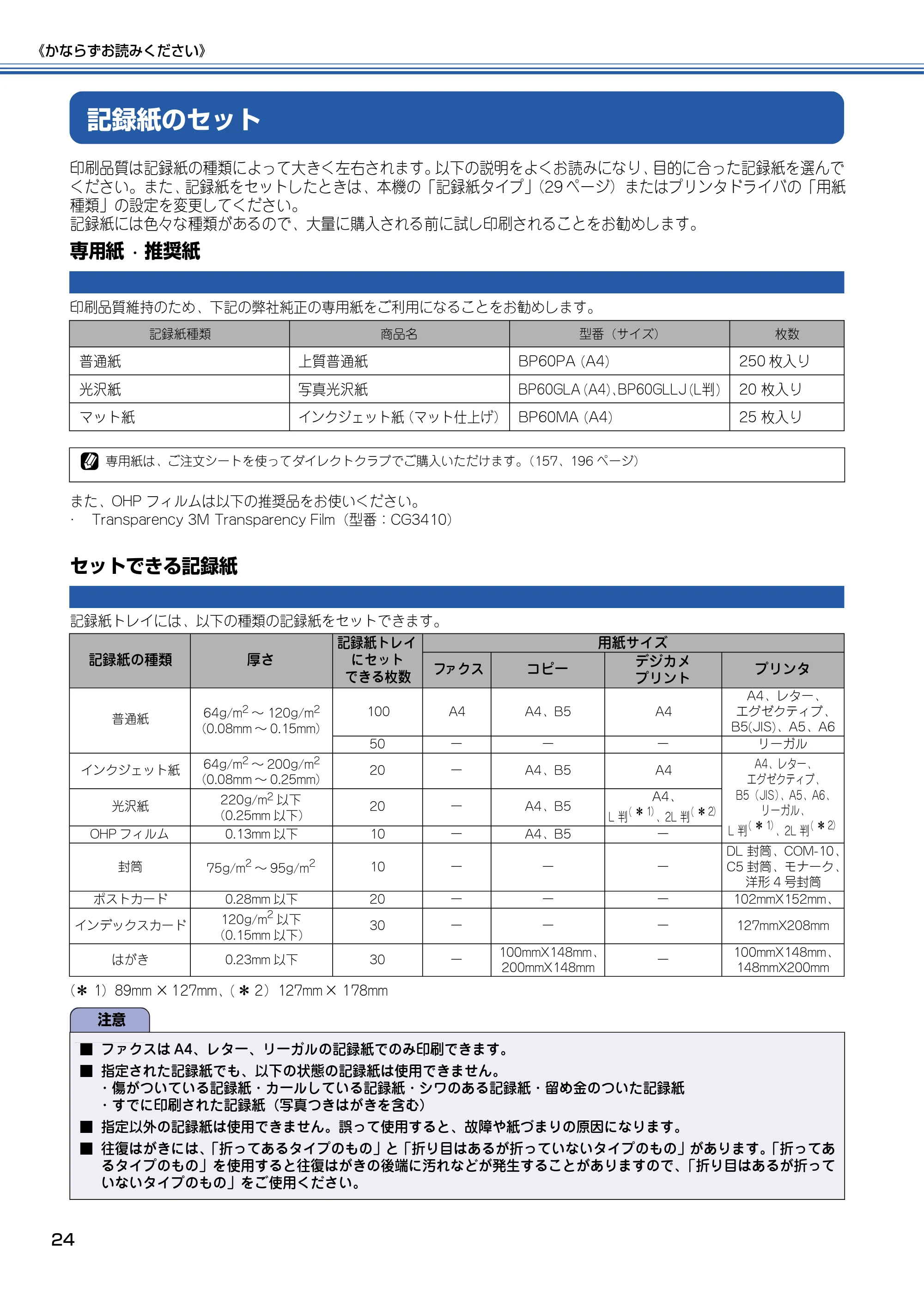 ブラザー MFC-610CLN / MFC-610CLWN / MFC-620CLN 取扱説明書(本体) — 記録紙のセット — 原本ページ — 25ページ