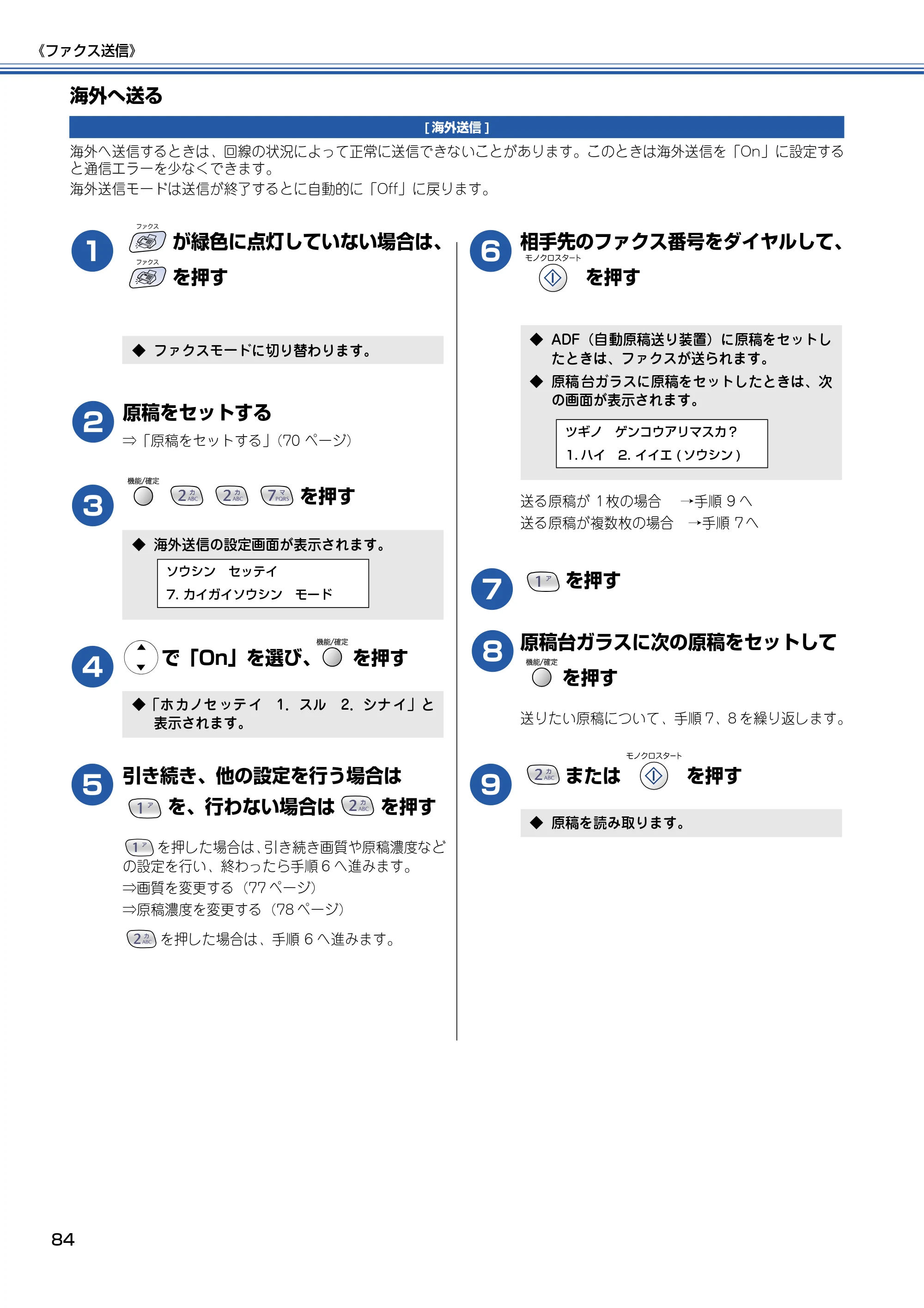 ブラザー MFC-610CLN / MFC-610CLWN / MFC-620CLN 取扱説明書（本体） — 海外へ送る — 原本ページ — 85ページ