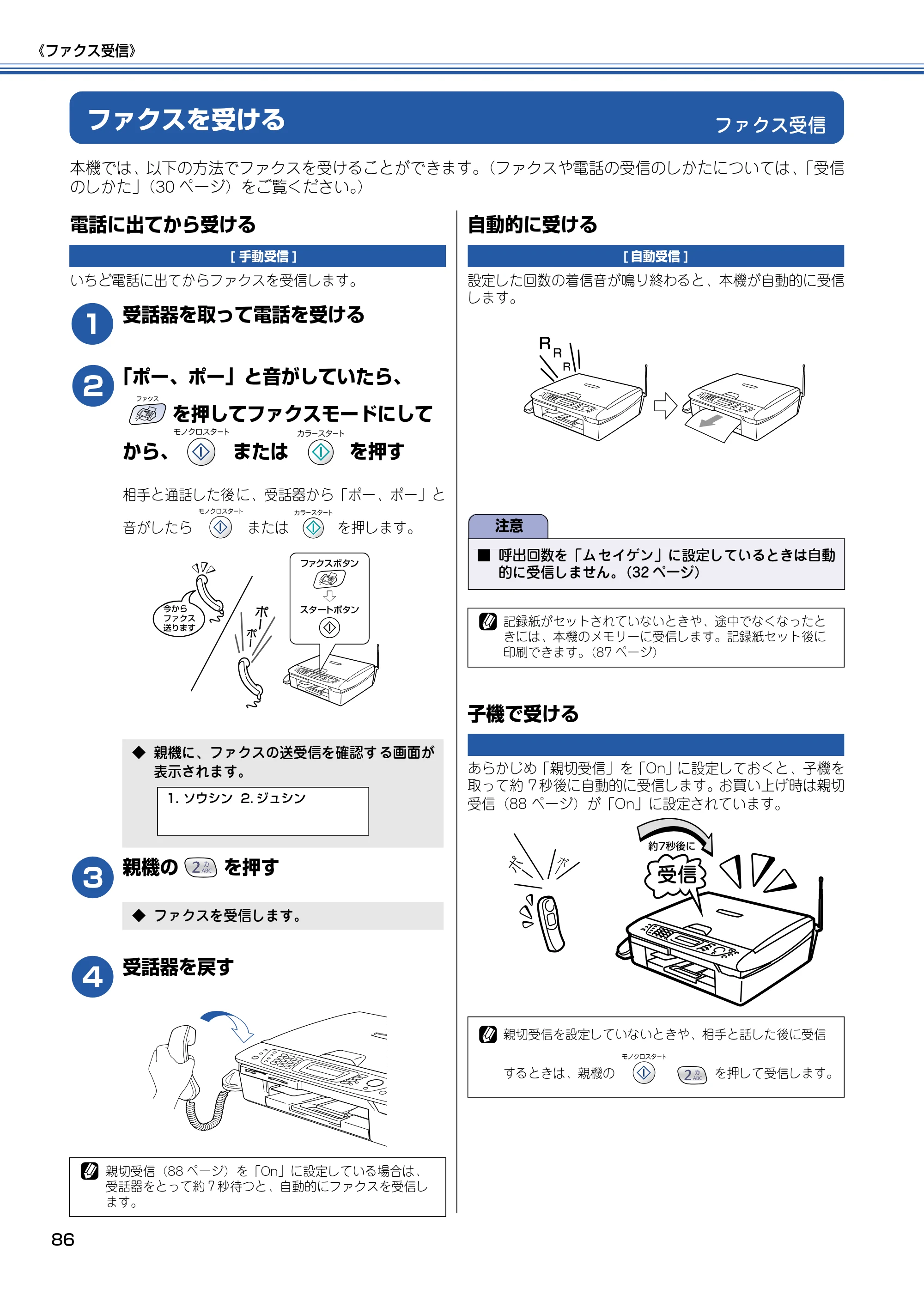ブラザー MFC-610CLN / MFC-610CLWN / MFC-620CLN 取扱説明書（本体） — ファクス受信 — 原本ページ — 87ページ